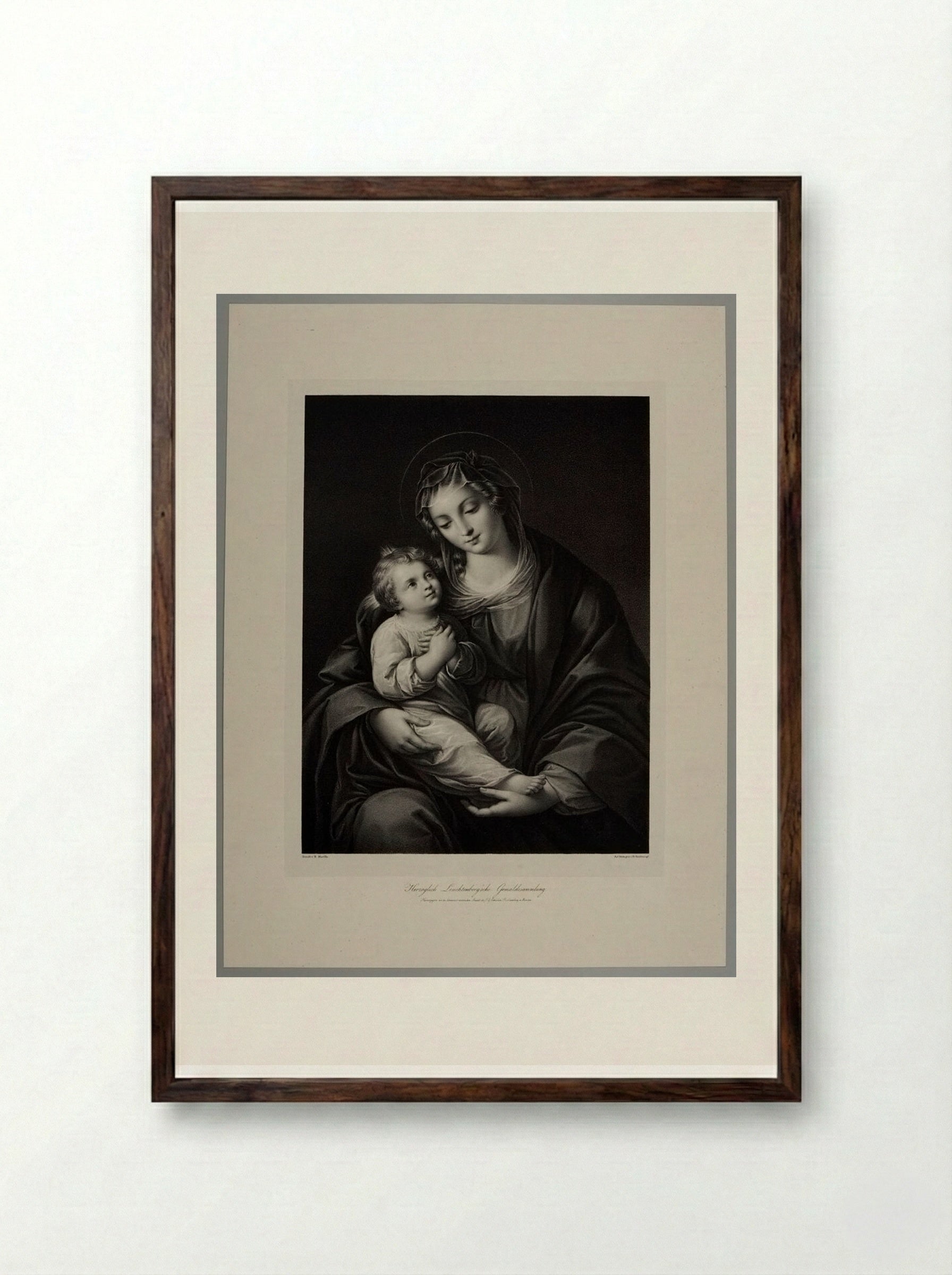 Madonna and Child - Franz Hanfstaengl - Framed Print Dark Wood