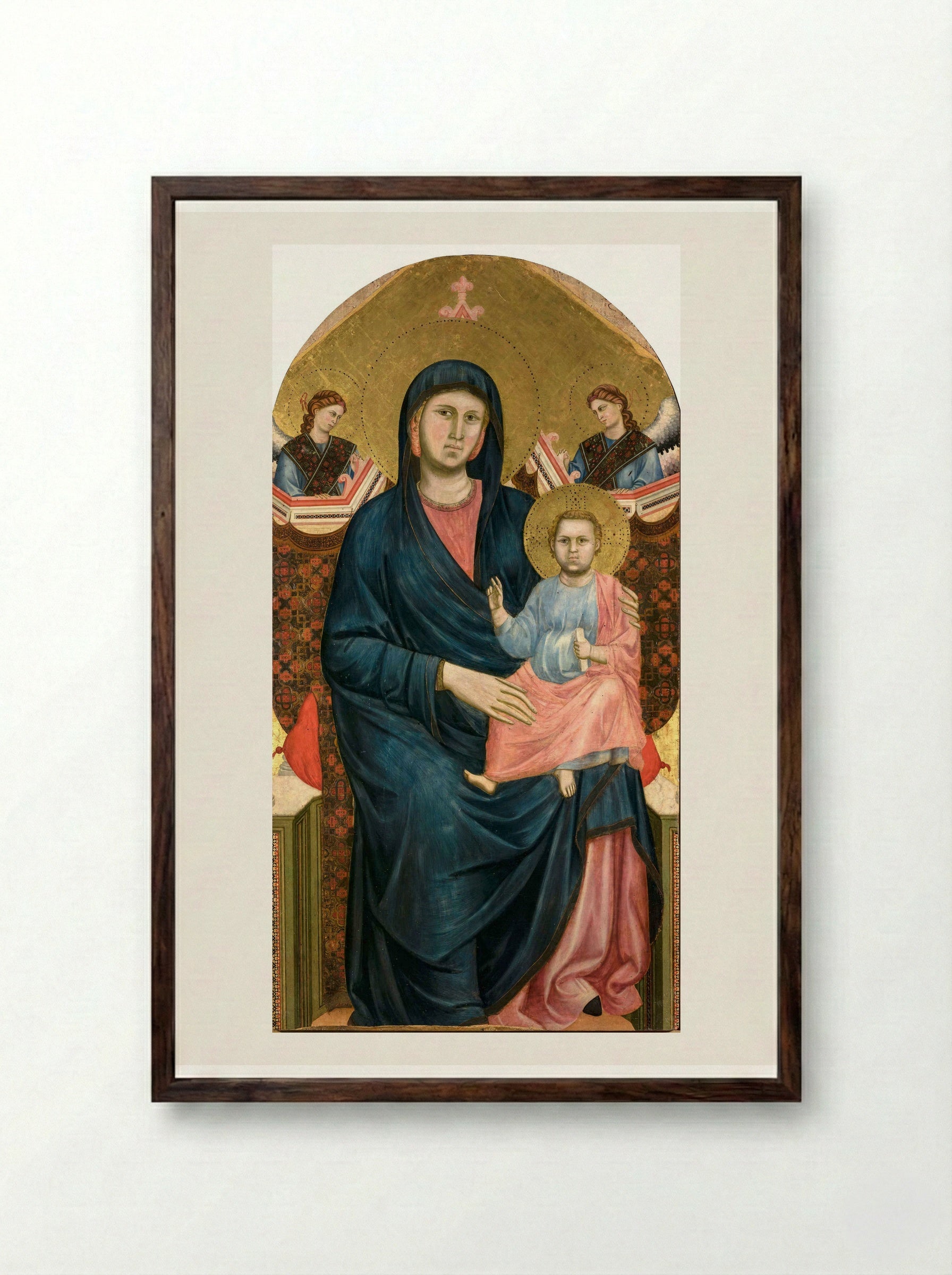 Madonna and Child - Giotto di Bondone - Framed Print Dark Wood