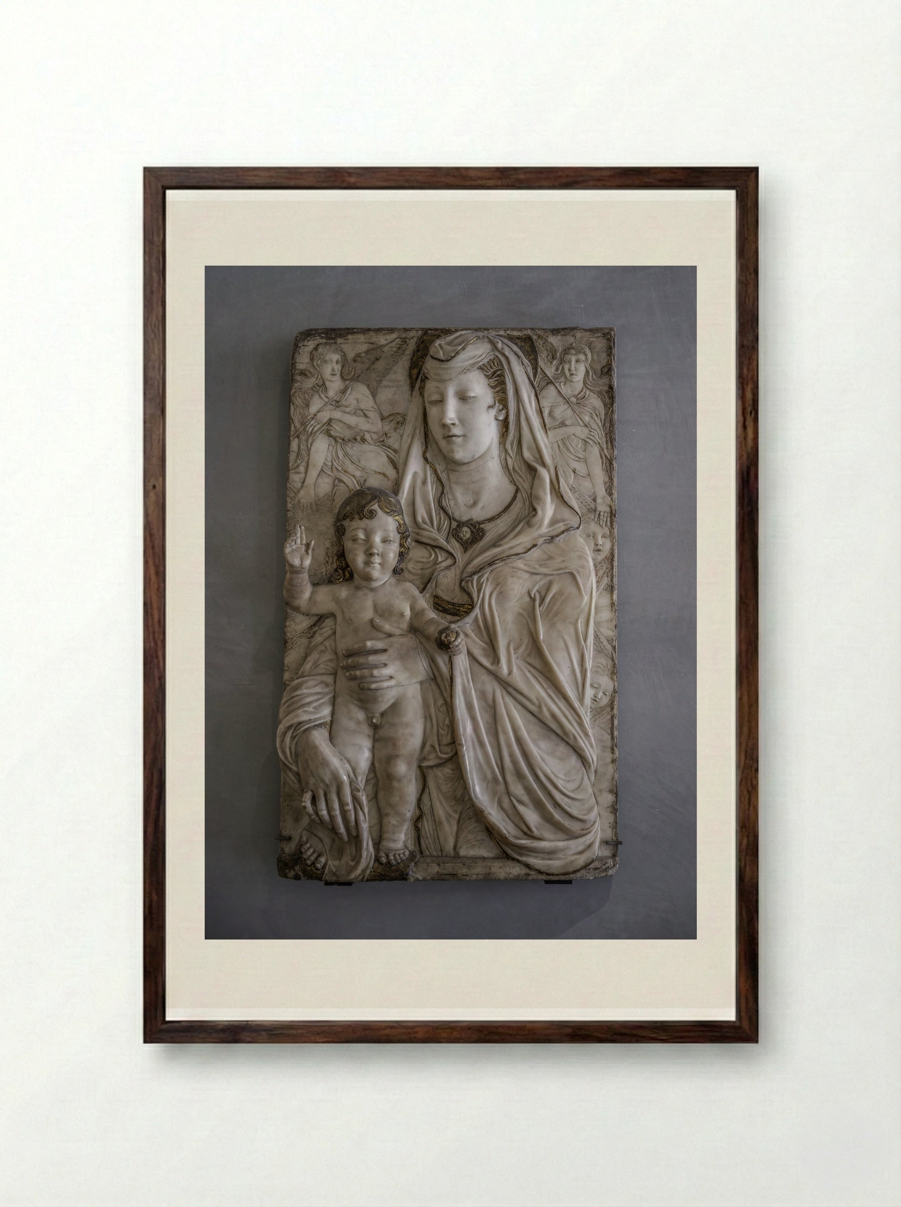 Madonna and Child - Donatello - Framed Print Dark Wood