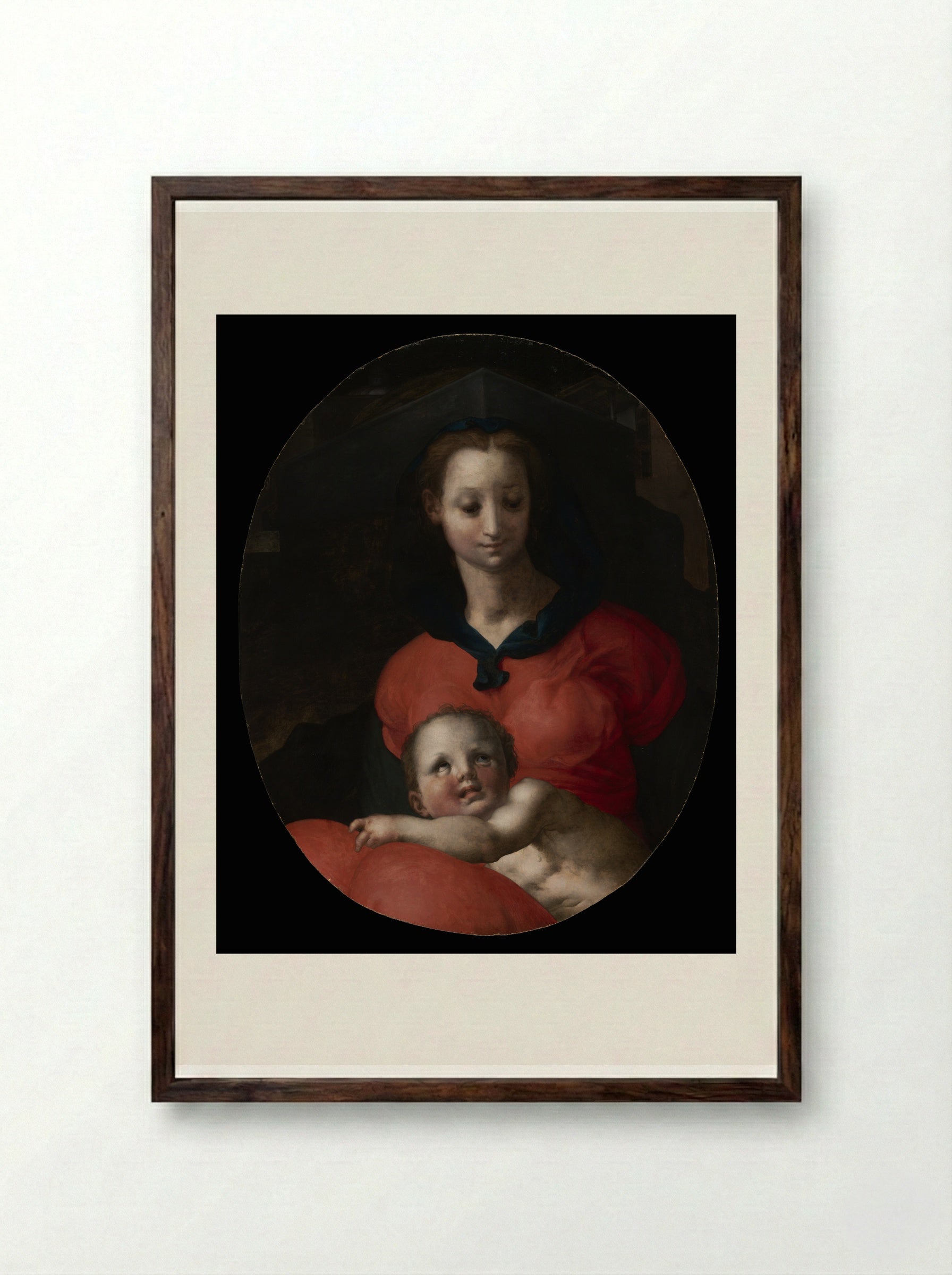 Madonna and Child - Jacopo Pontormo - Framed Print Dark Wood