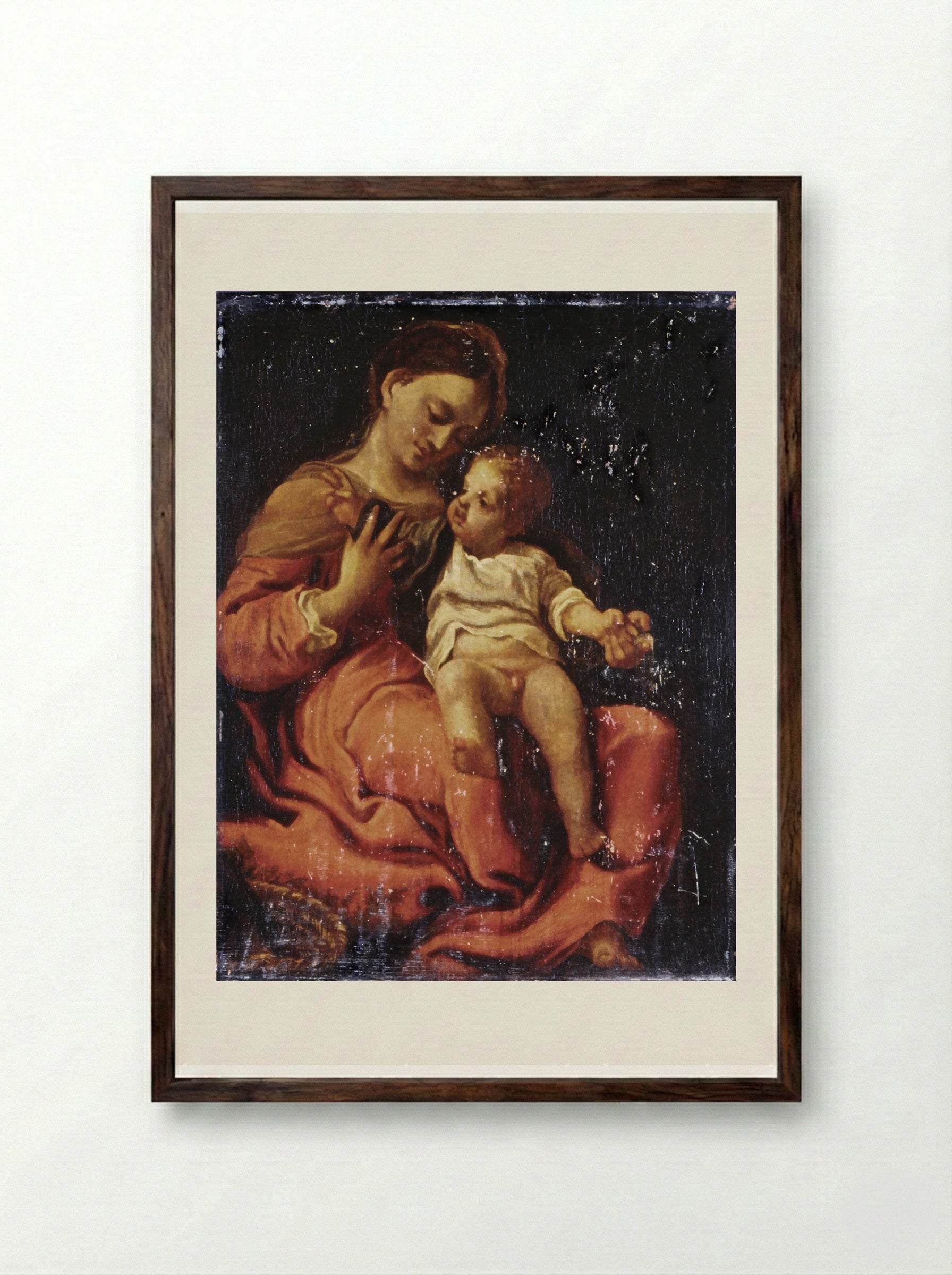 Madonna and Child - Correggio - Framed Print Dark Wood