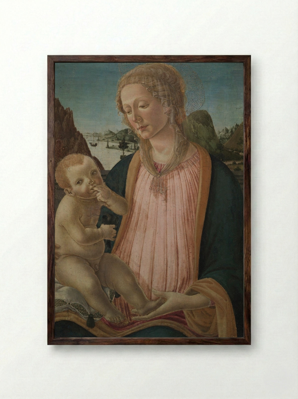 Madonna and Child - Francesco Botticini - Framed Print Dark Wood