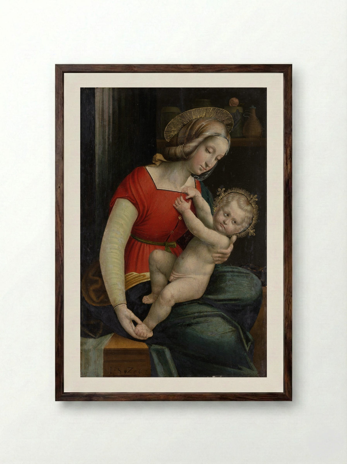 Madonna and Child - Defendente Ferrari - Framed Print Dark Wood