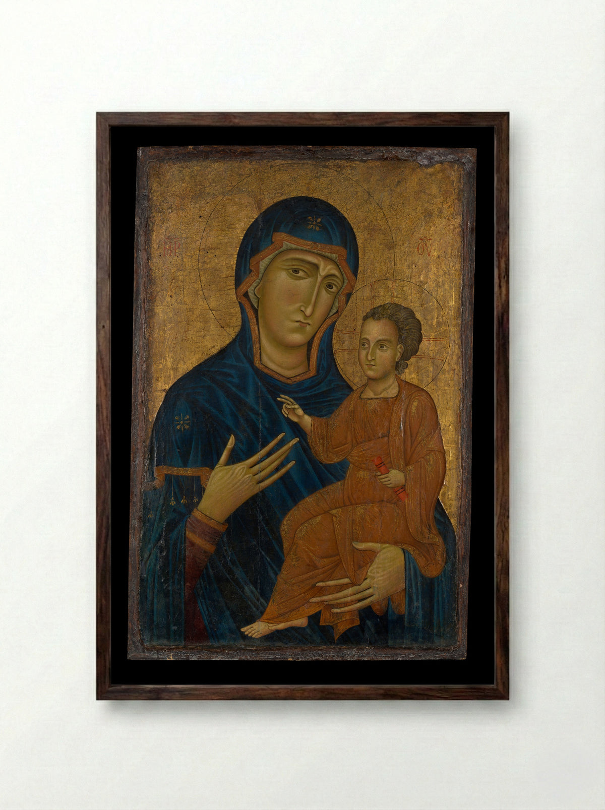 Madonna and Child - Berlinghiero - Framed Print Dark Wood