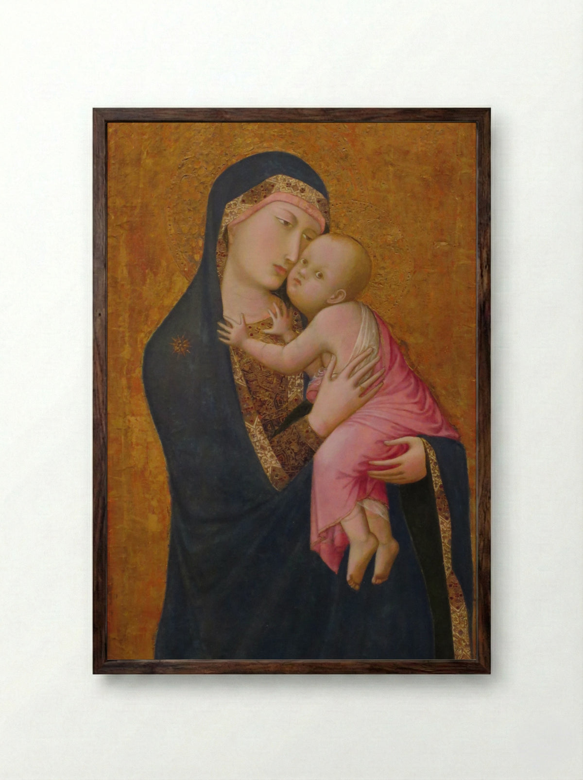Madonna and Child - Ambrogio Lorenzetti - Framed Print Dark Wood