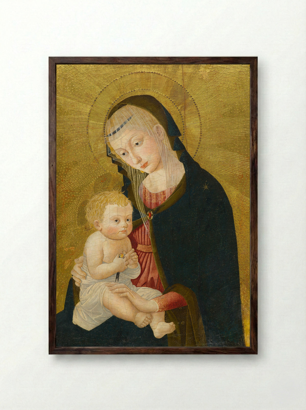 Madonna and Child - Pseudo Pier Francesco Fiorentino - Framed Print Dark Wood