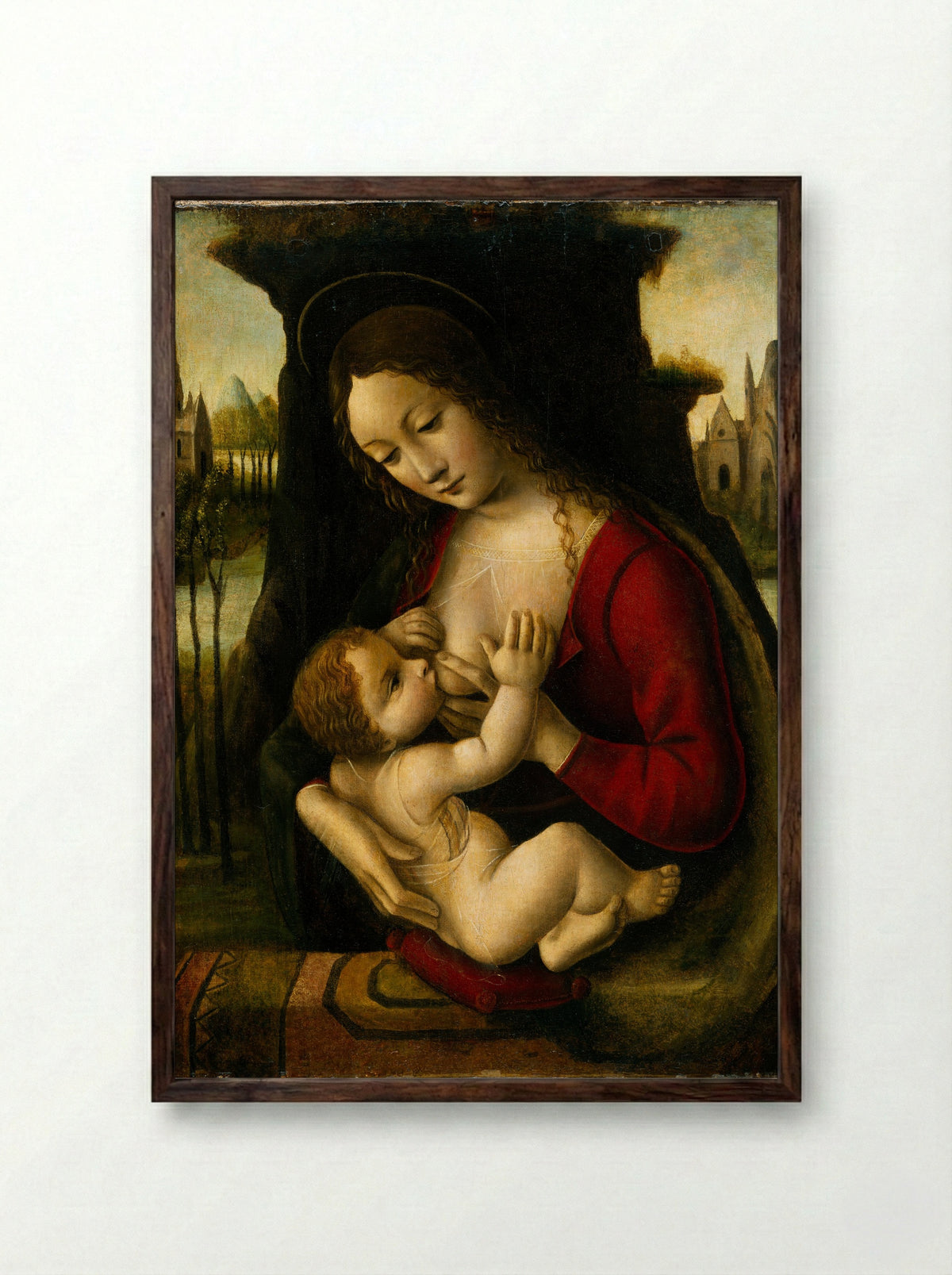 Madonna and Child - Bernardino dei Conti - Framed Print Dark Wood