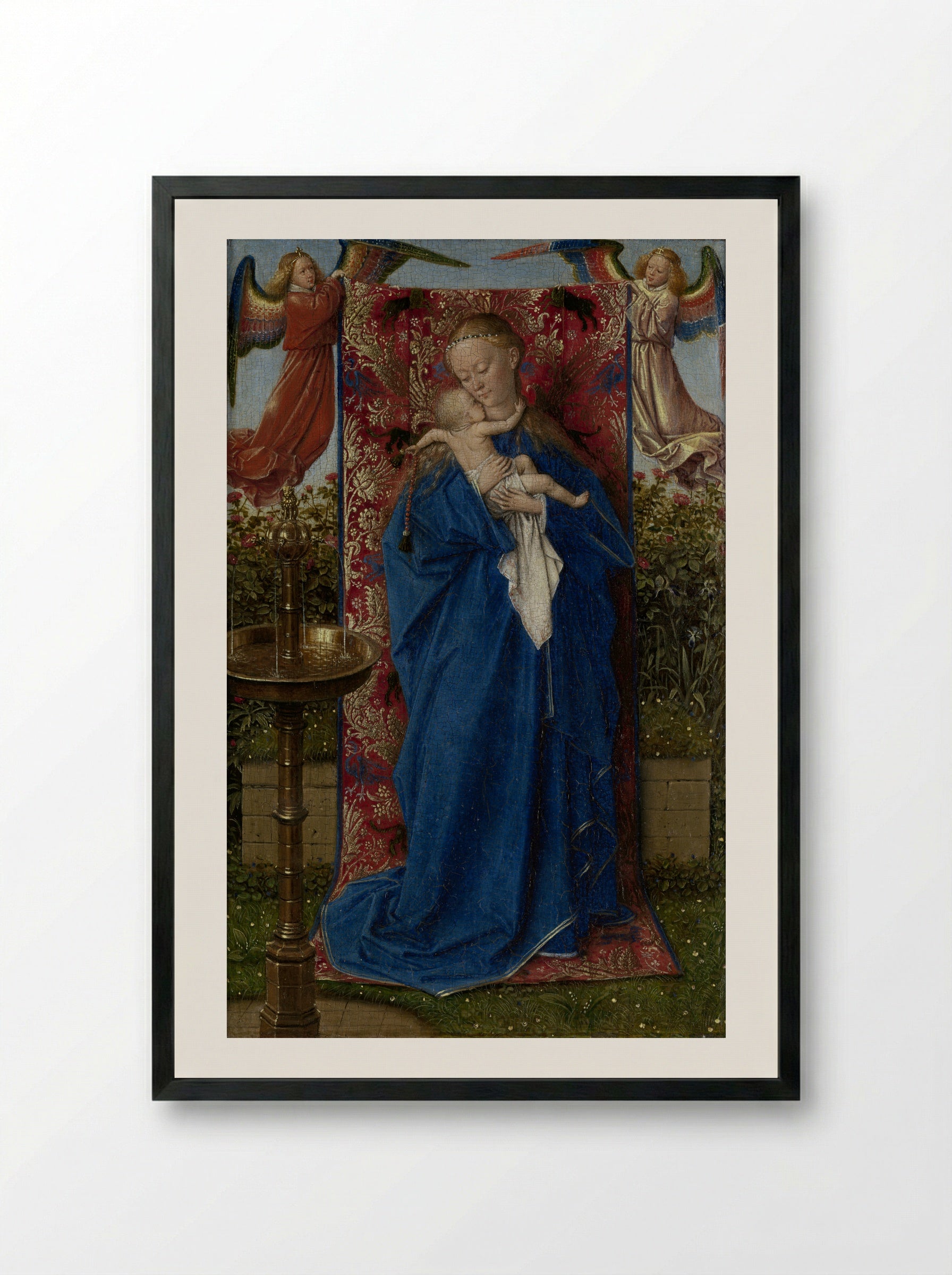 Madonna at the Fountain - Jan van Eyck - Framed Print Black