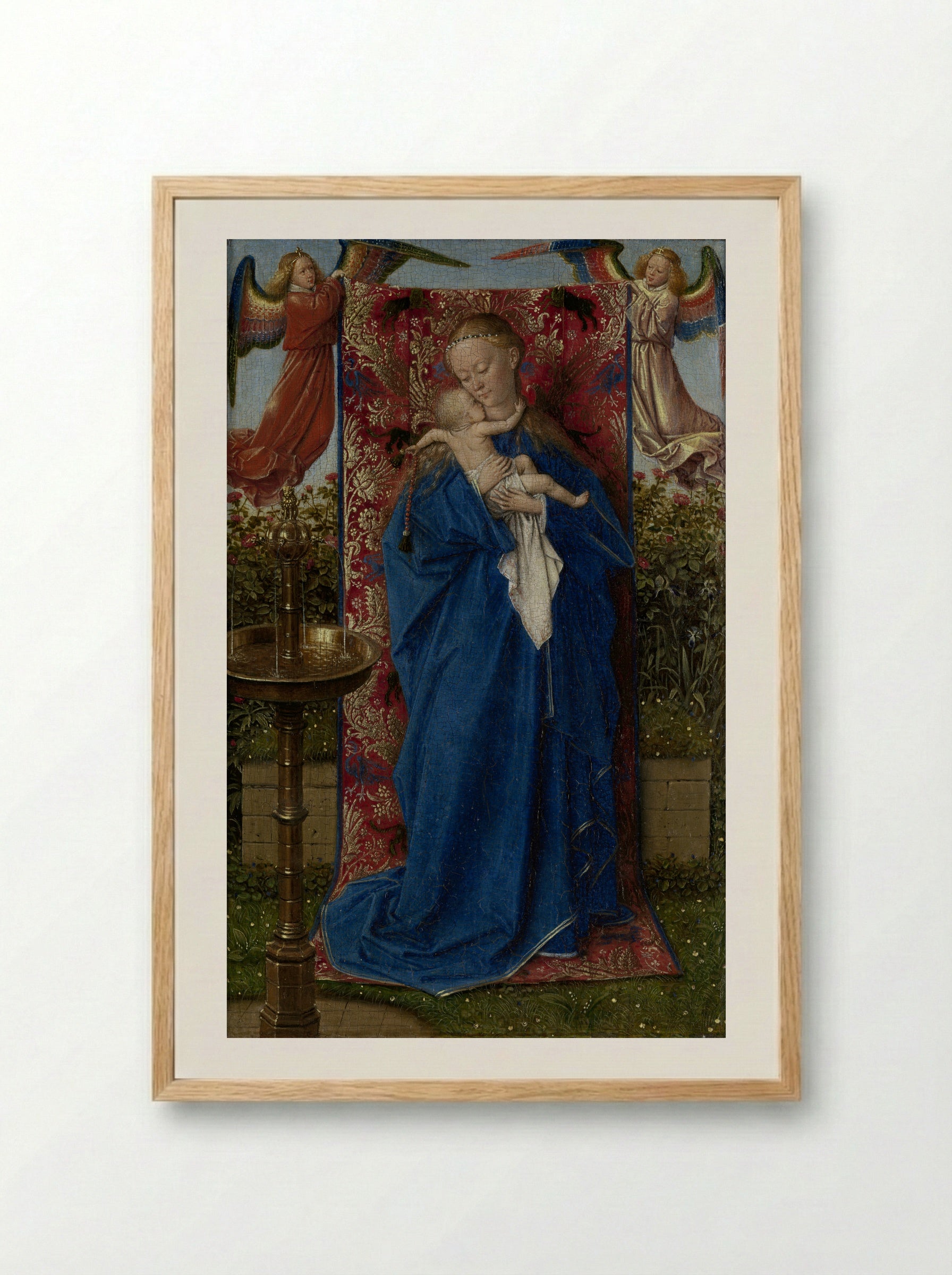 Madonna at the Fountain - Jan van Eyck - Framed Print Wood