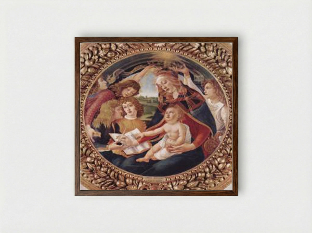 Madonna del Magnificat - Sandro Botticelli - Framed Print Dark Wood