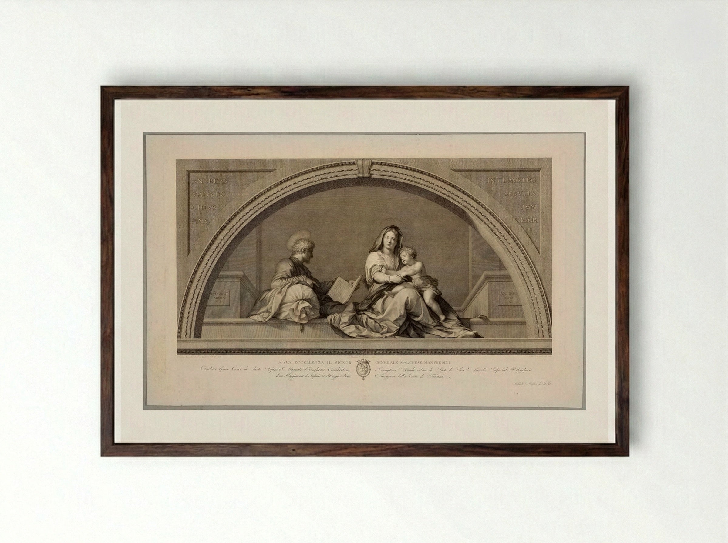Madonna del Sacco - Raphael Morghen - Framed Print Dark Wood