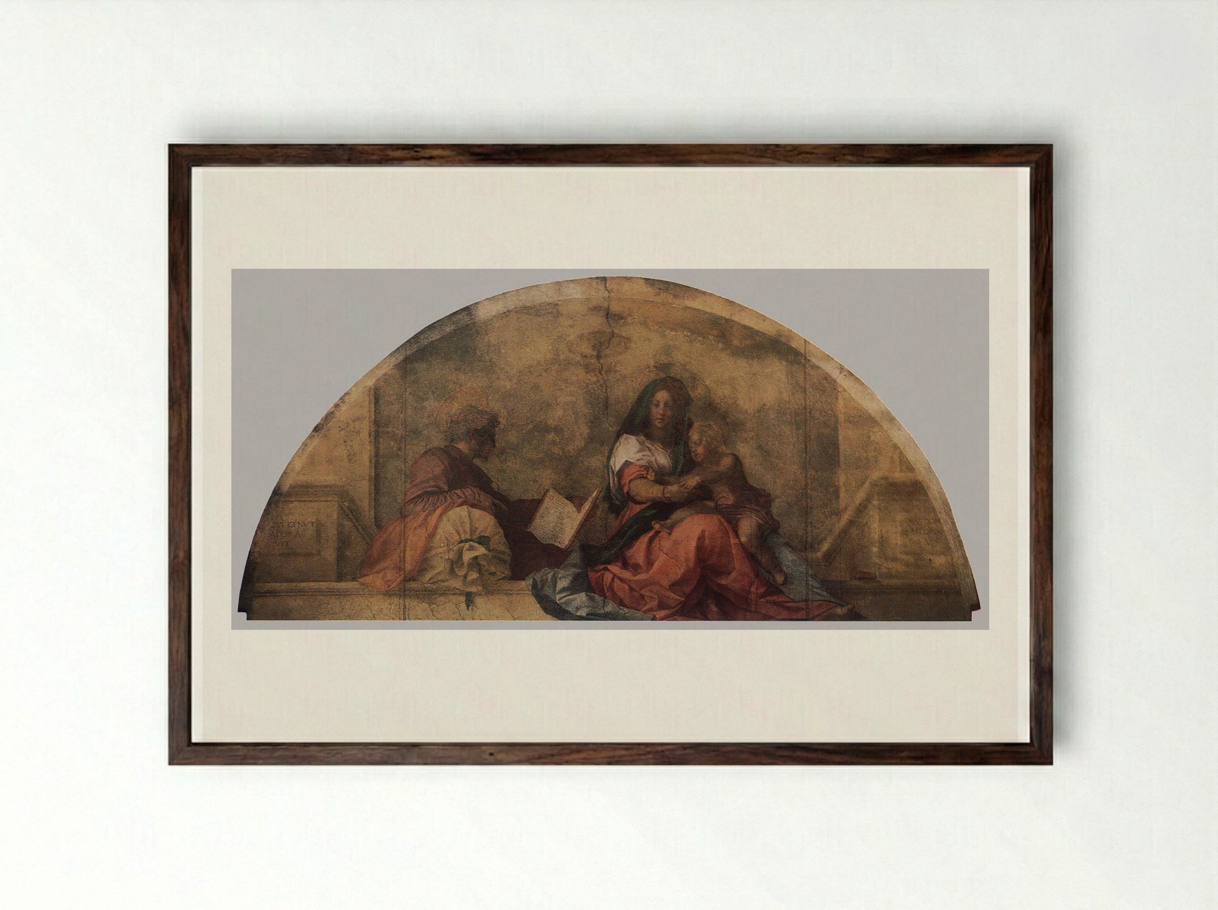 Madonna del Sacco - Andrea del Sarto - Framed Print Dark Wood
