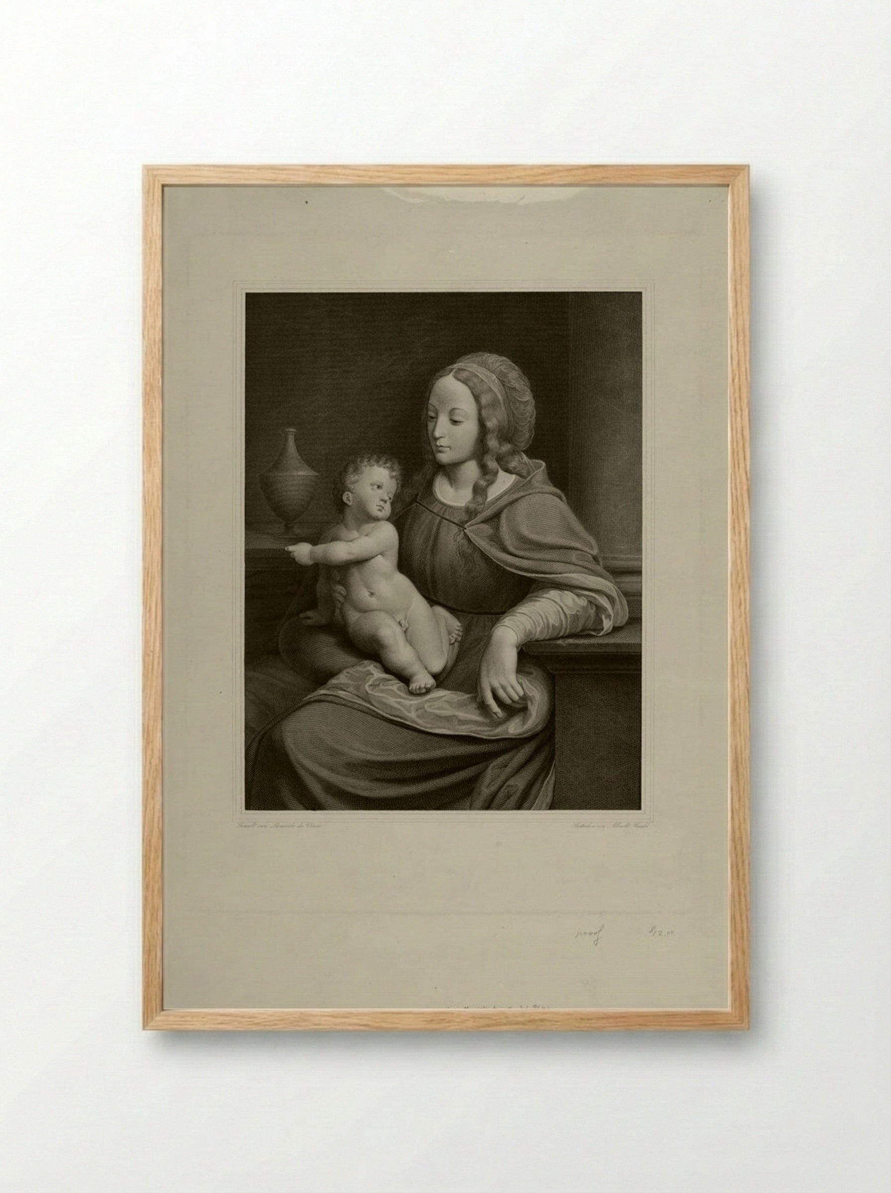 Madonna of Count Schönborn at Pommersefelden - Albrecht Christoph Reindel - Framed Print Wood