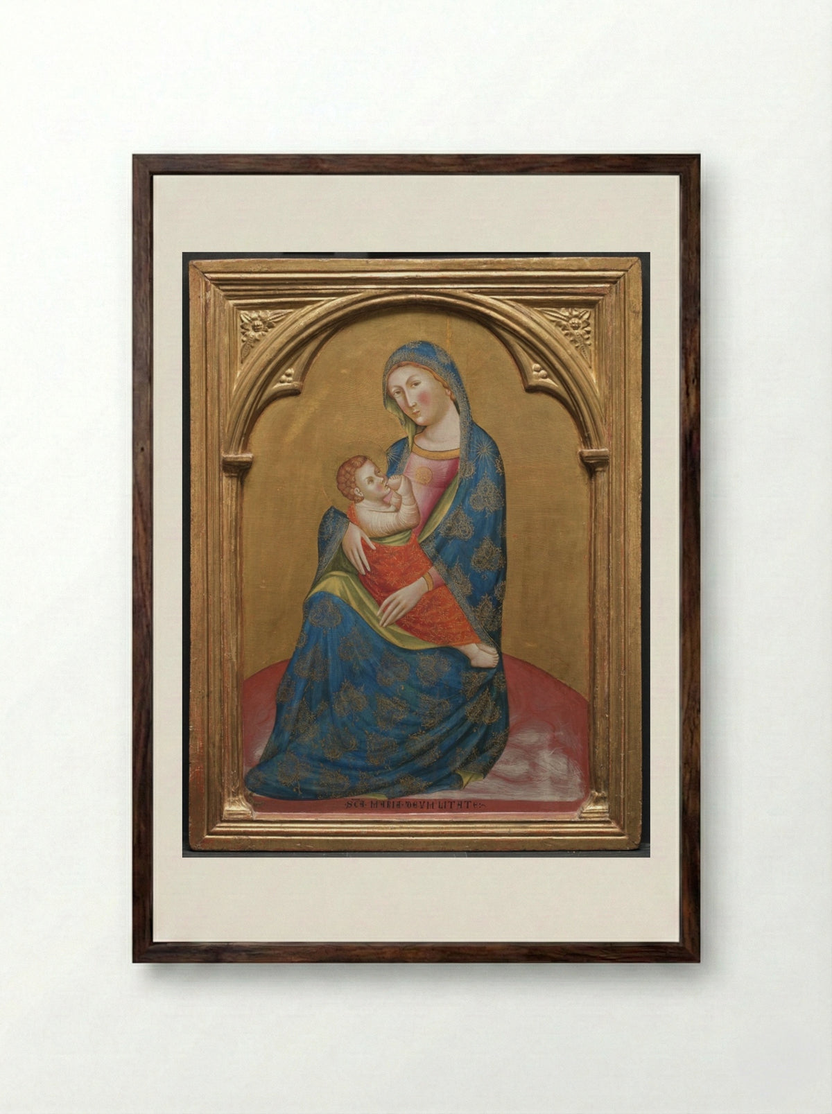 Madonna of Humility - Caterino Veneziano - Framed Print Dark Wood