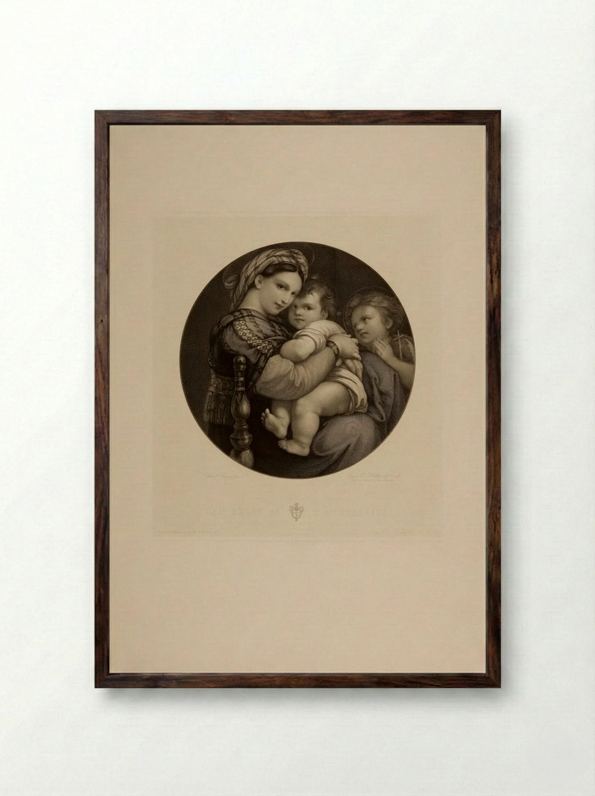 Madonna of the Chair - Eugen Eduard Schäffer - Framed Print Dark Wood