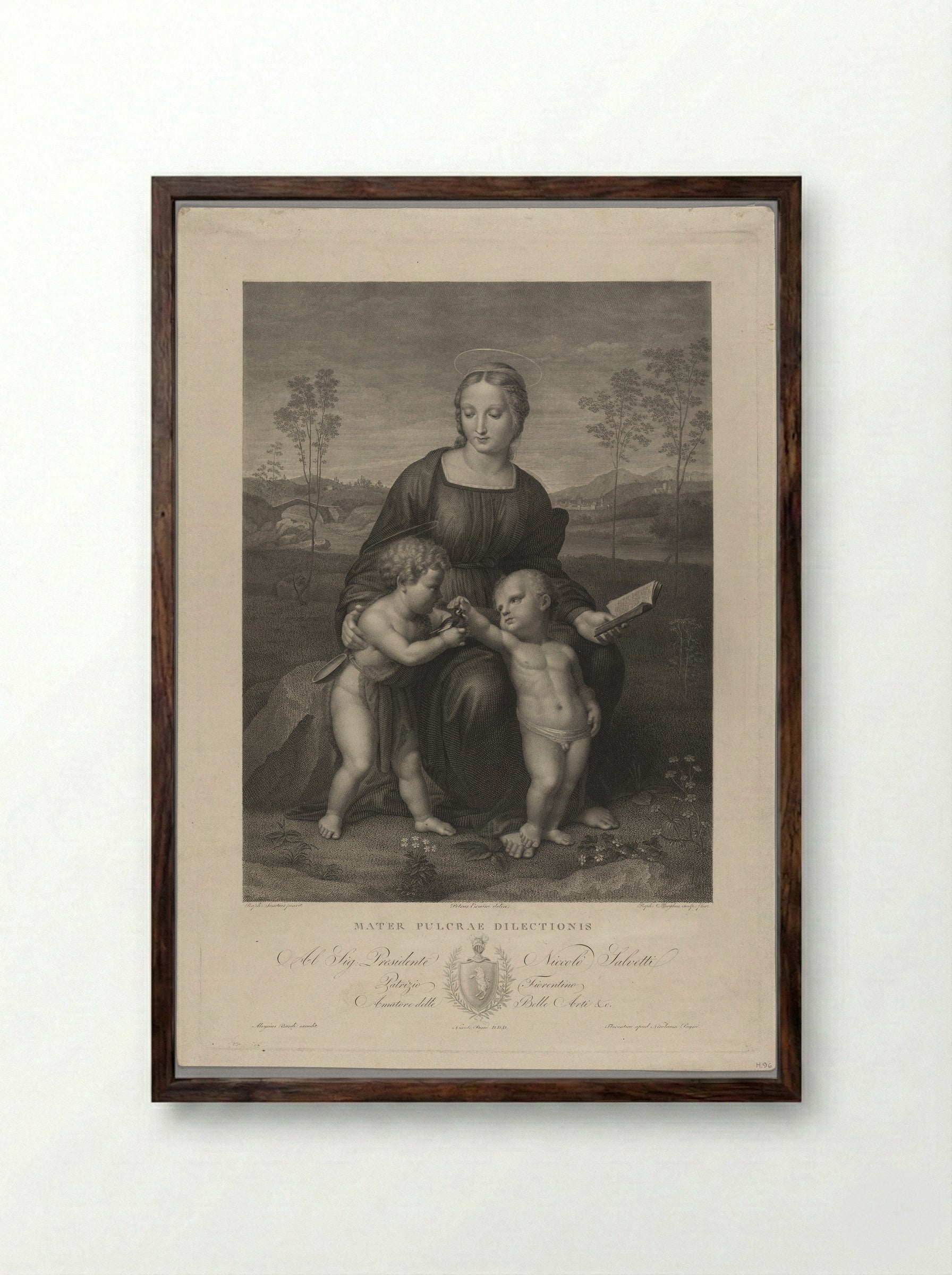 Madonna of the Goldfinch - Raphael Morghen - Framed Print Dark Wood