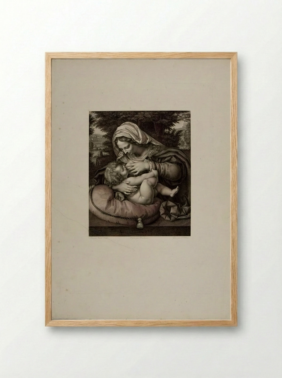 Madonna of the Green Cushion - Johann Conrad Ulmer - Framed Print Wood