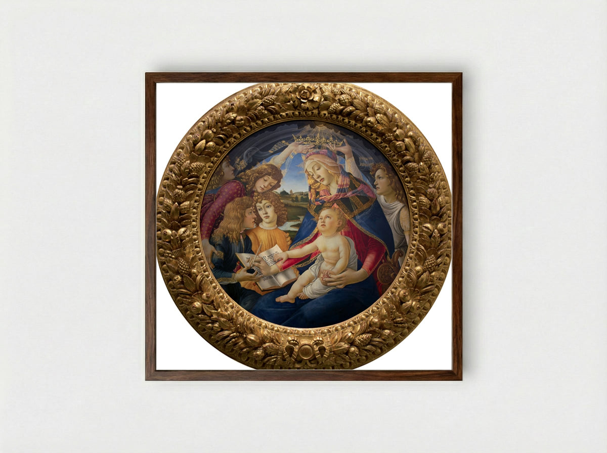 Madonna of the Magnificat - Sandro Botticelli - Framed Print Dark Wood