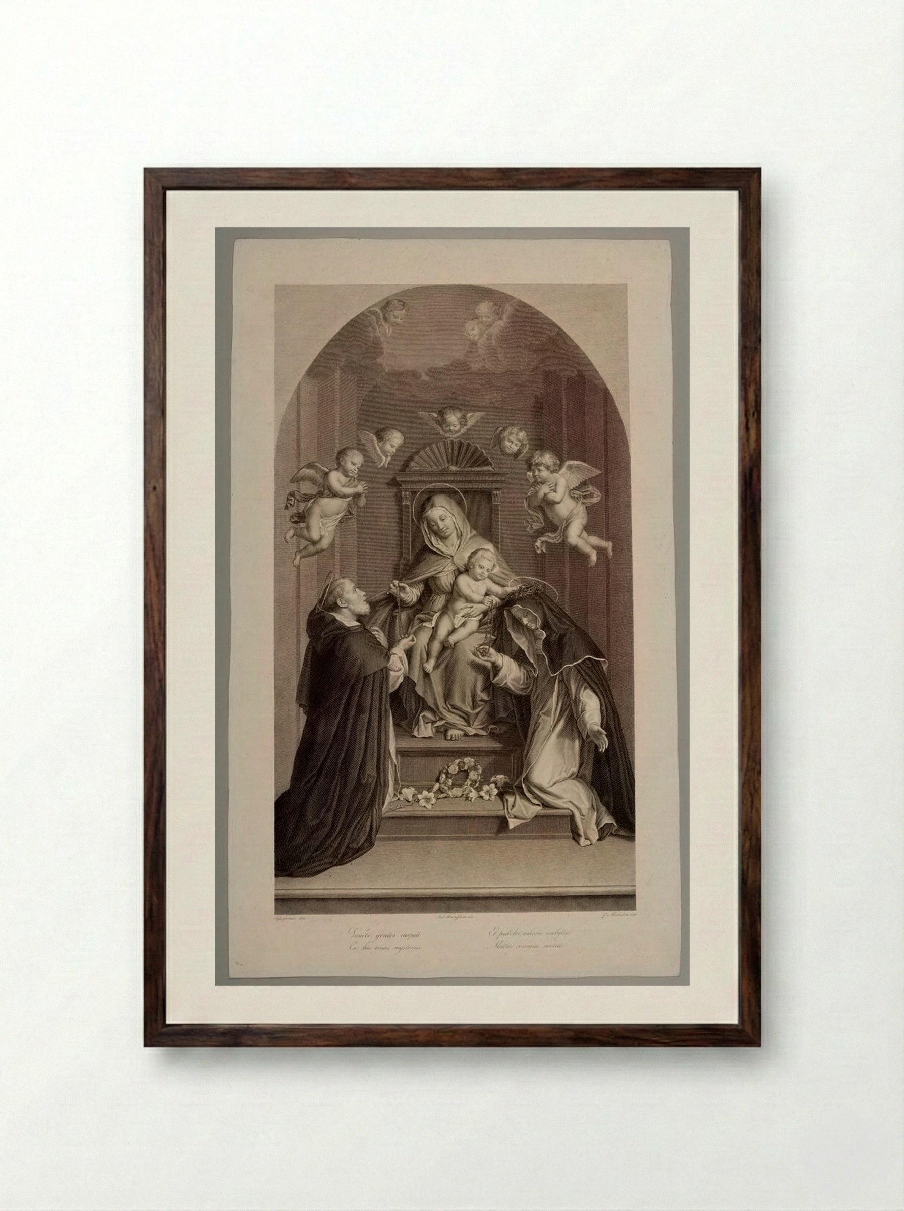 Madonna of the Rosaries - Giovanni Balestra - Framed Print Dark Wood