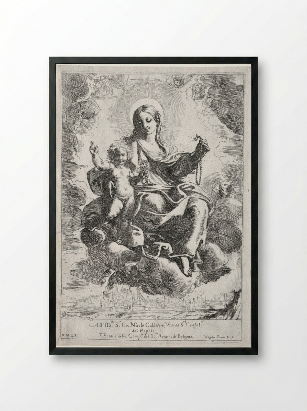 Madonna of the Rosary - Domenico Maria Canuti - Framed Print Black
