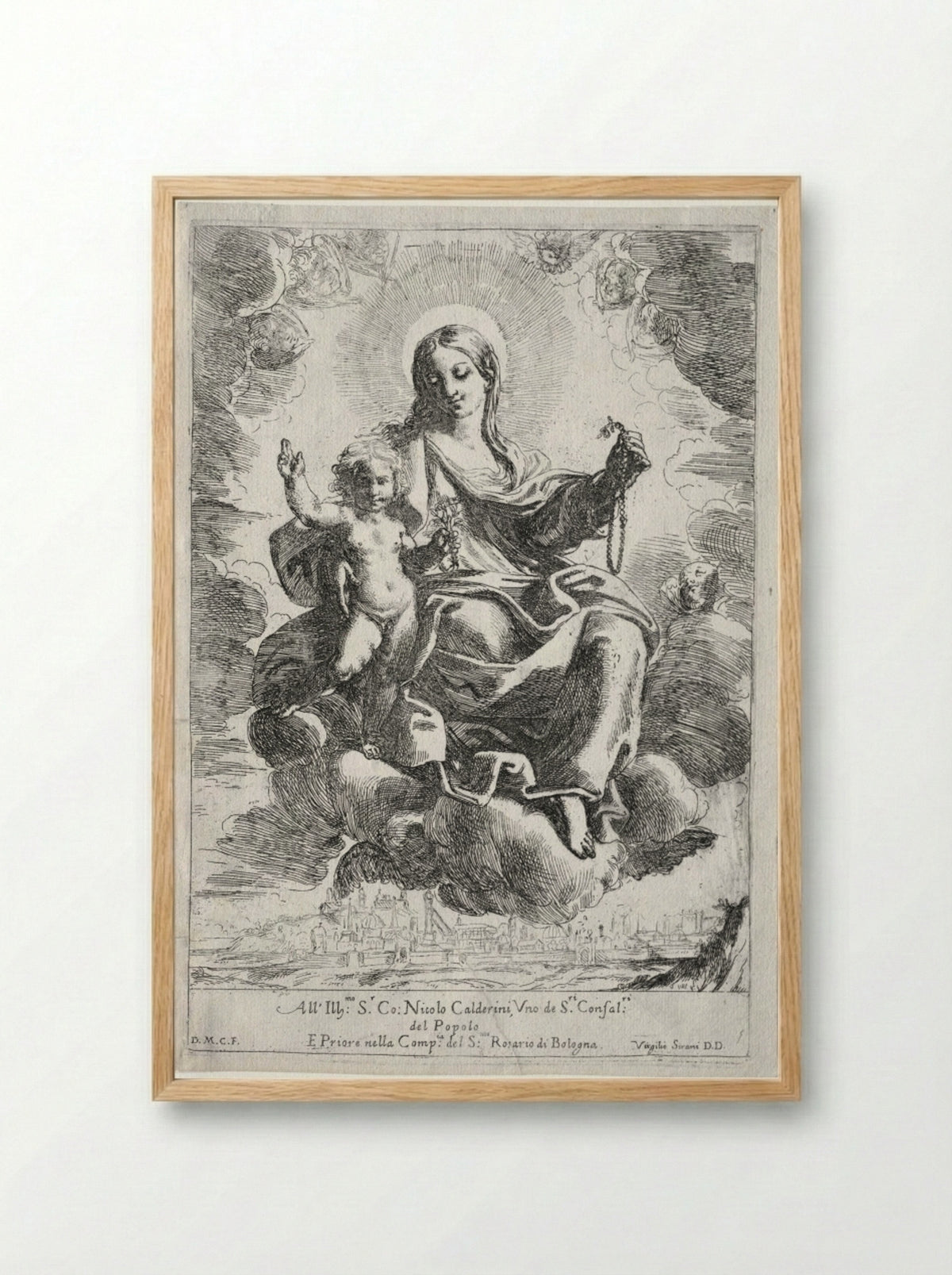 Madonna of the Rosary - Domenico Maria Canuti - Framed Print Wood