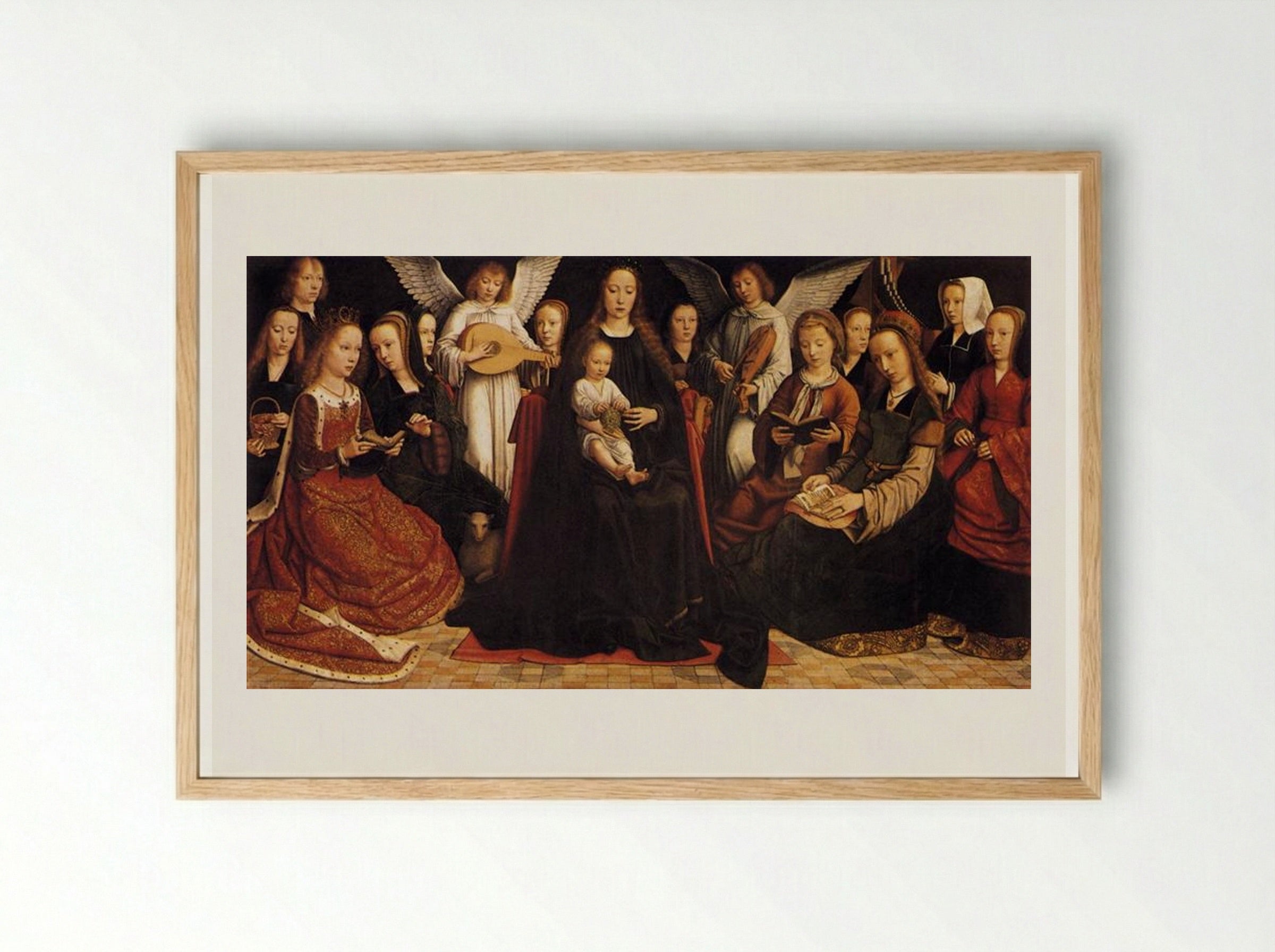 Madonna with Angels and Saints - Gerard David - Framed Print Wood