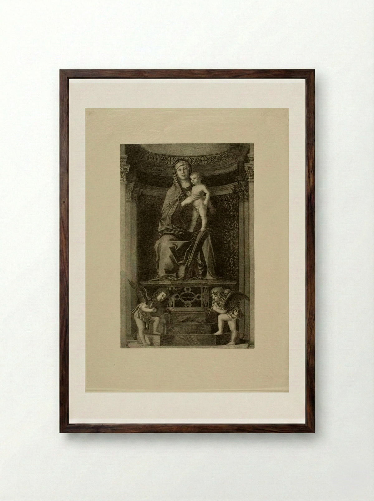 Madonna with Musical Angels - Timothy Cole - Framed Print Dark Wood