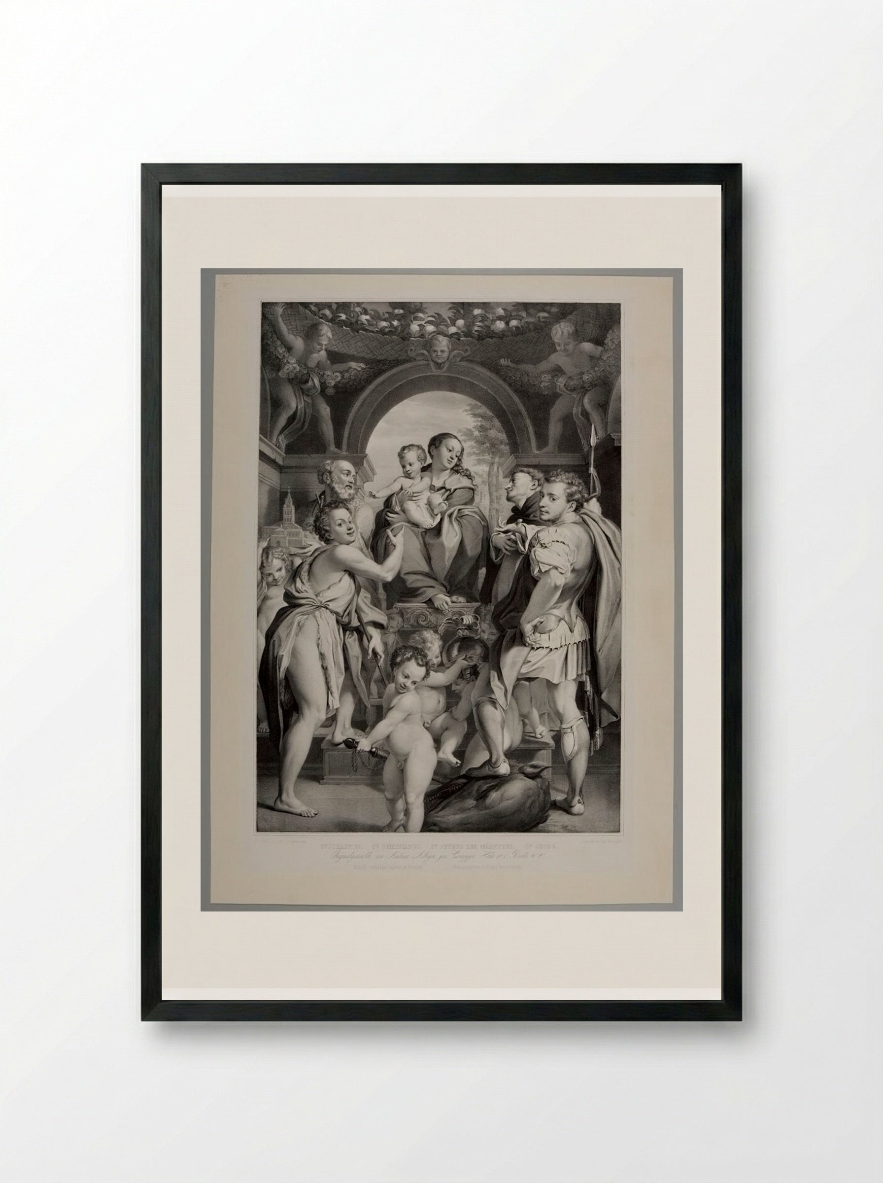 Madonna with S. George - Franz Hanfstaengl - Framed Print Black