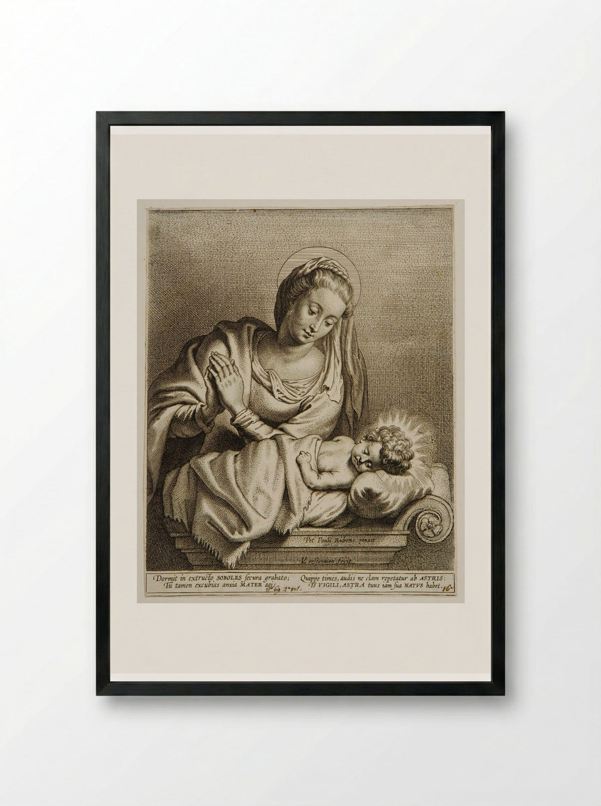 Madonna with Sleeping Child - Lucas Vorsterman I - Framed Print Black