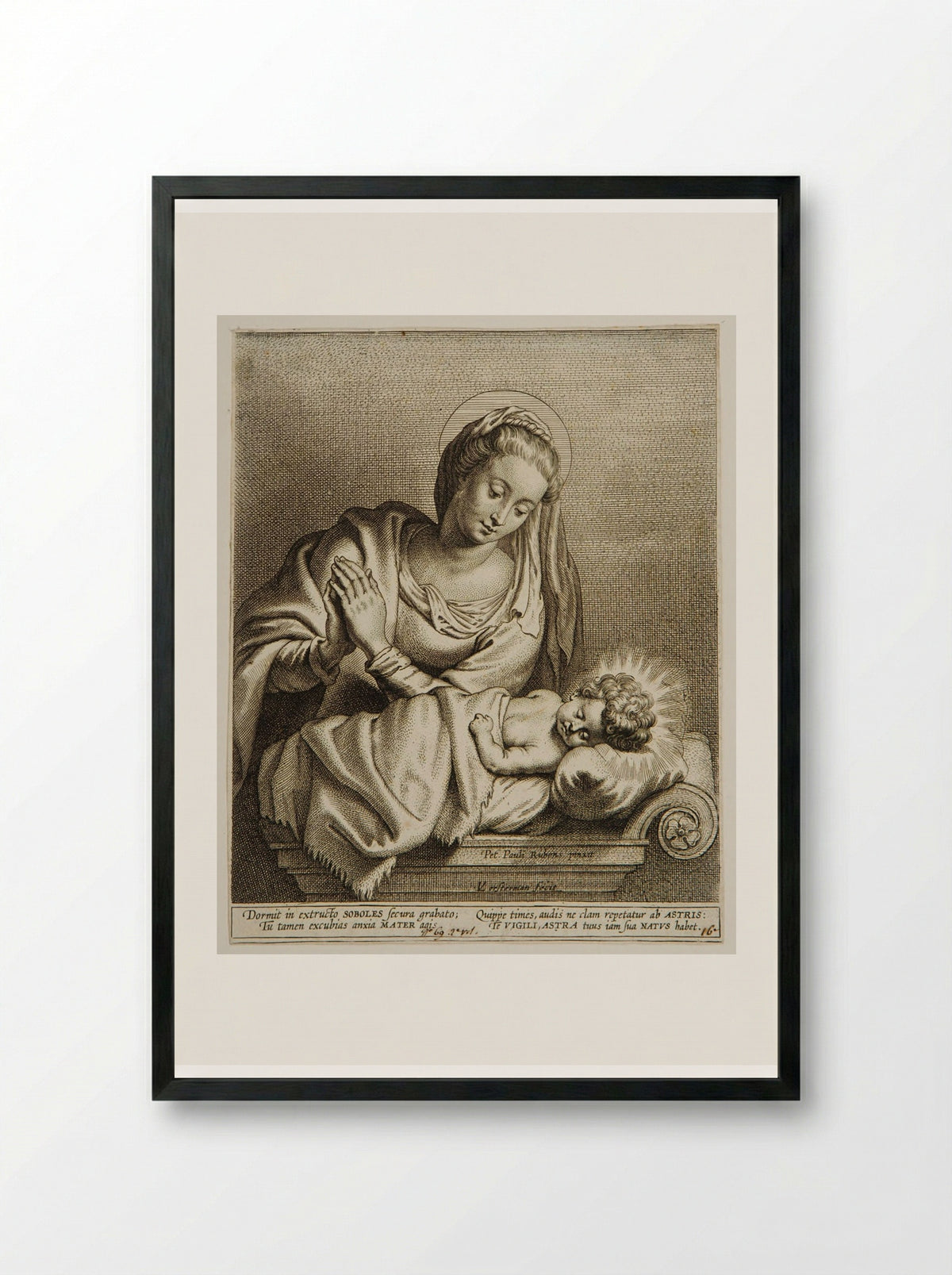 Madonna with Sleeping Child - Lucas Vorsterman I - Framed Print Black