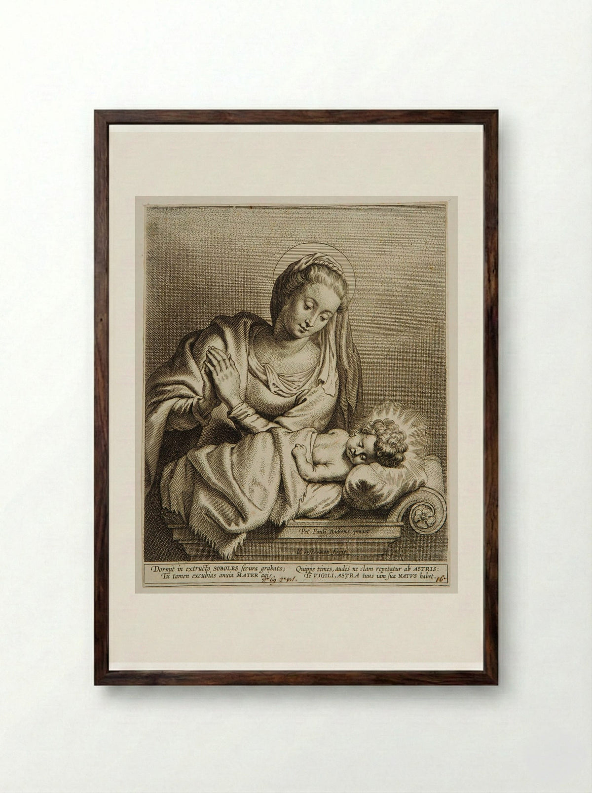 Madonna with Sleeping Child - Lucas Vorsterman I - Framed Print Dark Wood