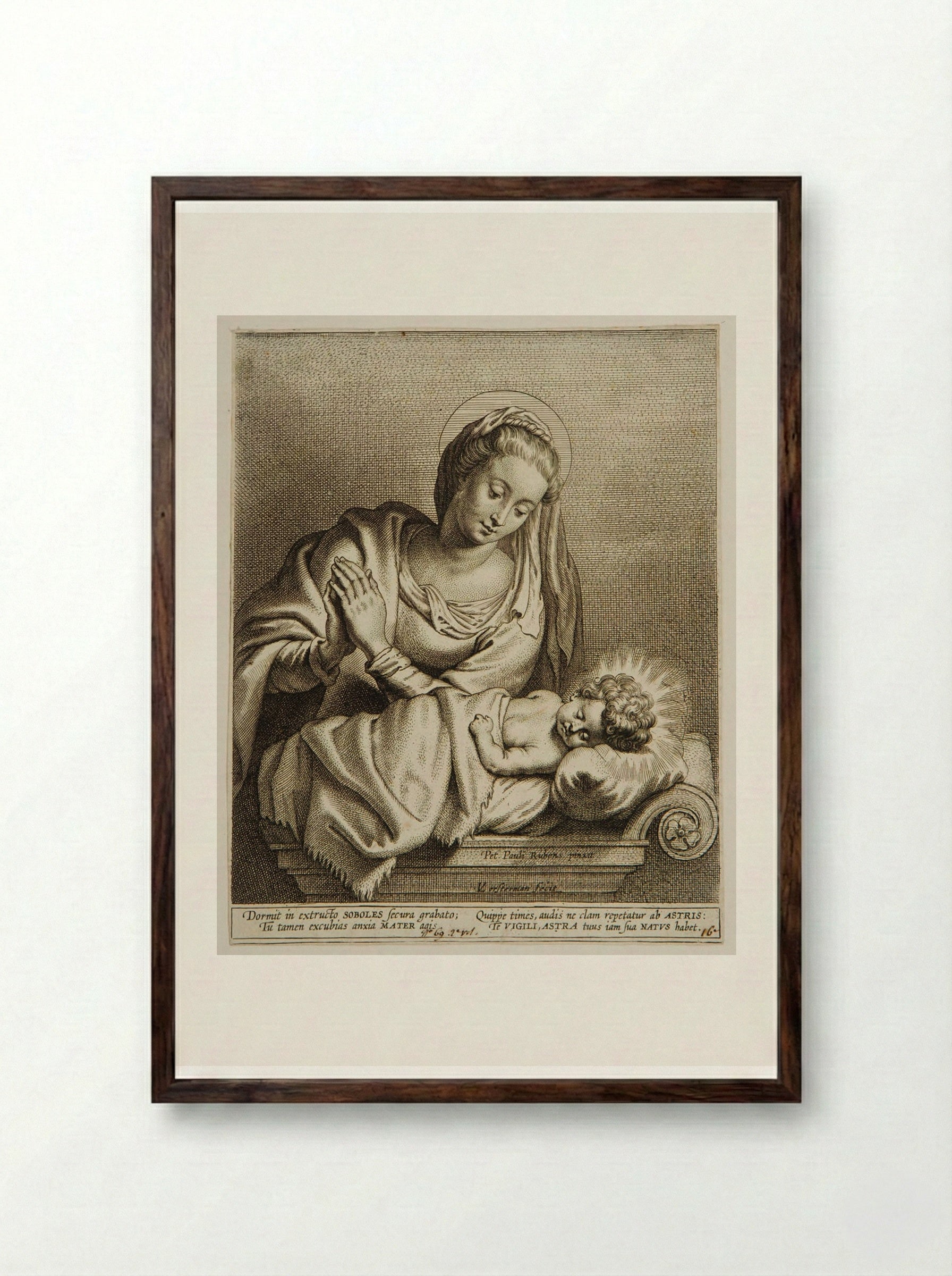 Madonna with Sleeping Child - Lucas Vorsterman I - Framed Print Dark Wood