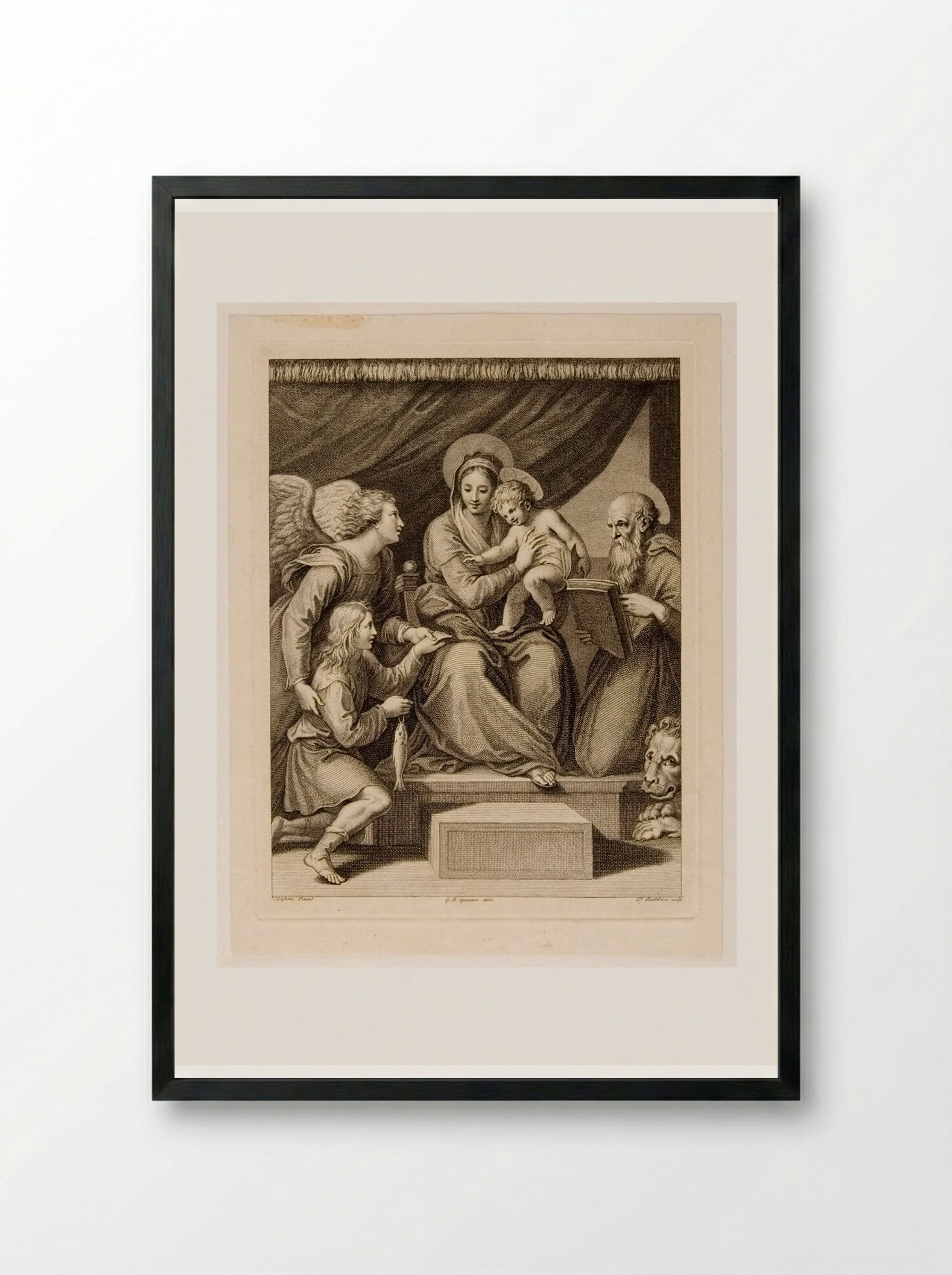 Madonna with the Fish (After Raphael) - Francesco Bartolozzi - Framed Print Black
