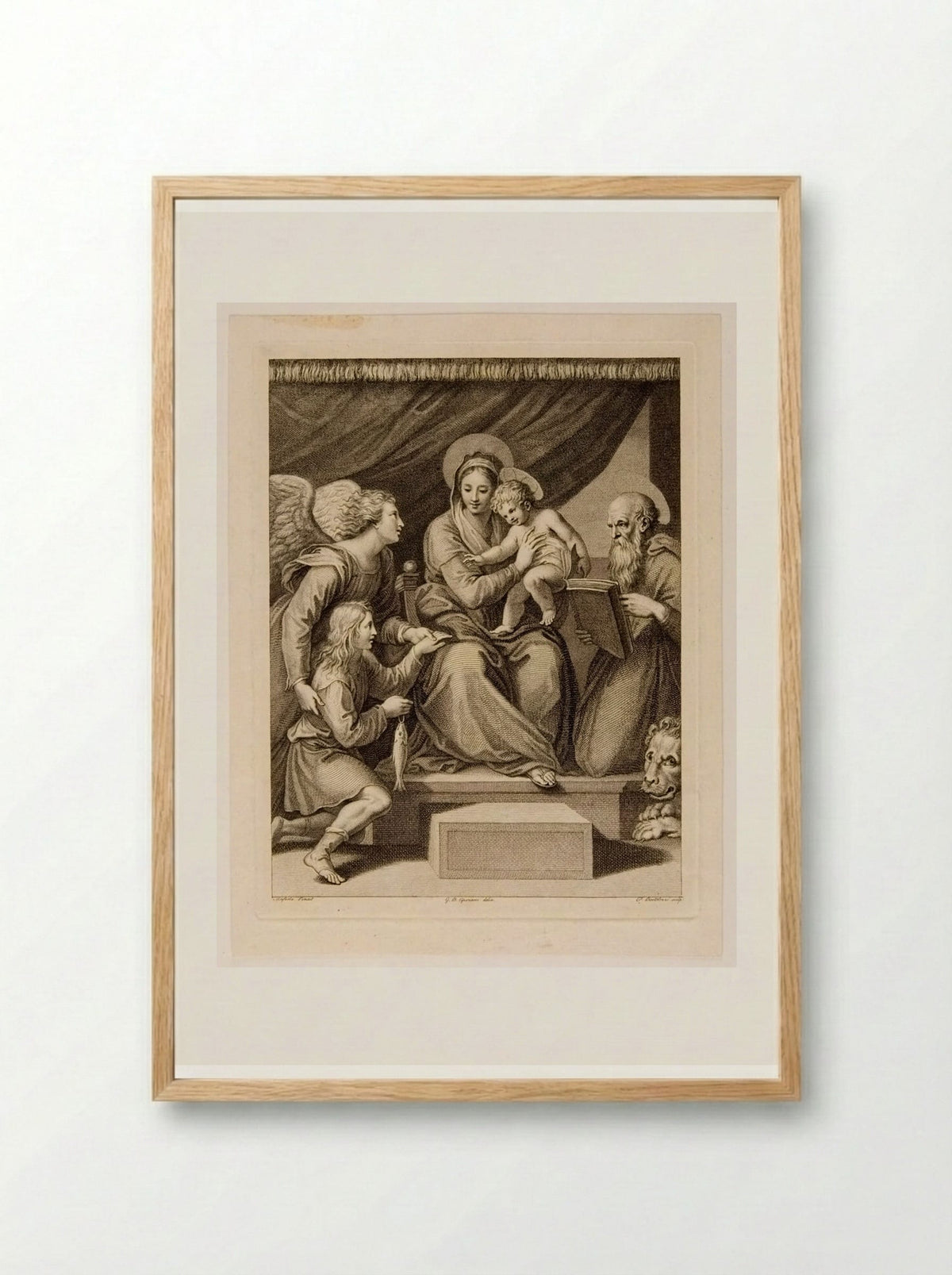 Madonna with the Fish (After Raphael) - Francesco Bartolozzi - Framed Print Wood