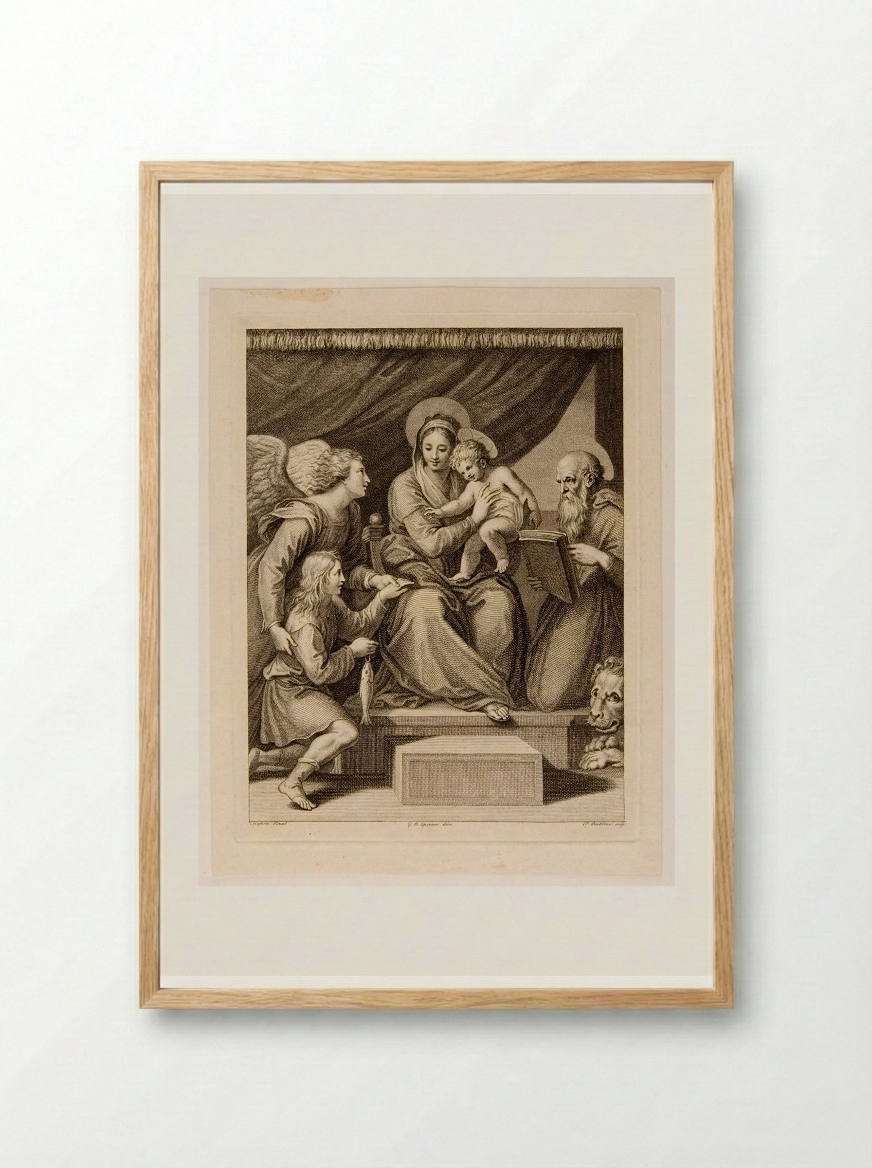 Madonna with the Fish (After Raphael) - Francesco Bartolozzi - Framed Print Wood