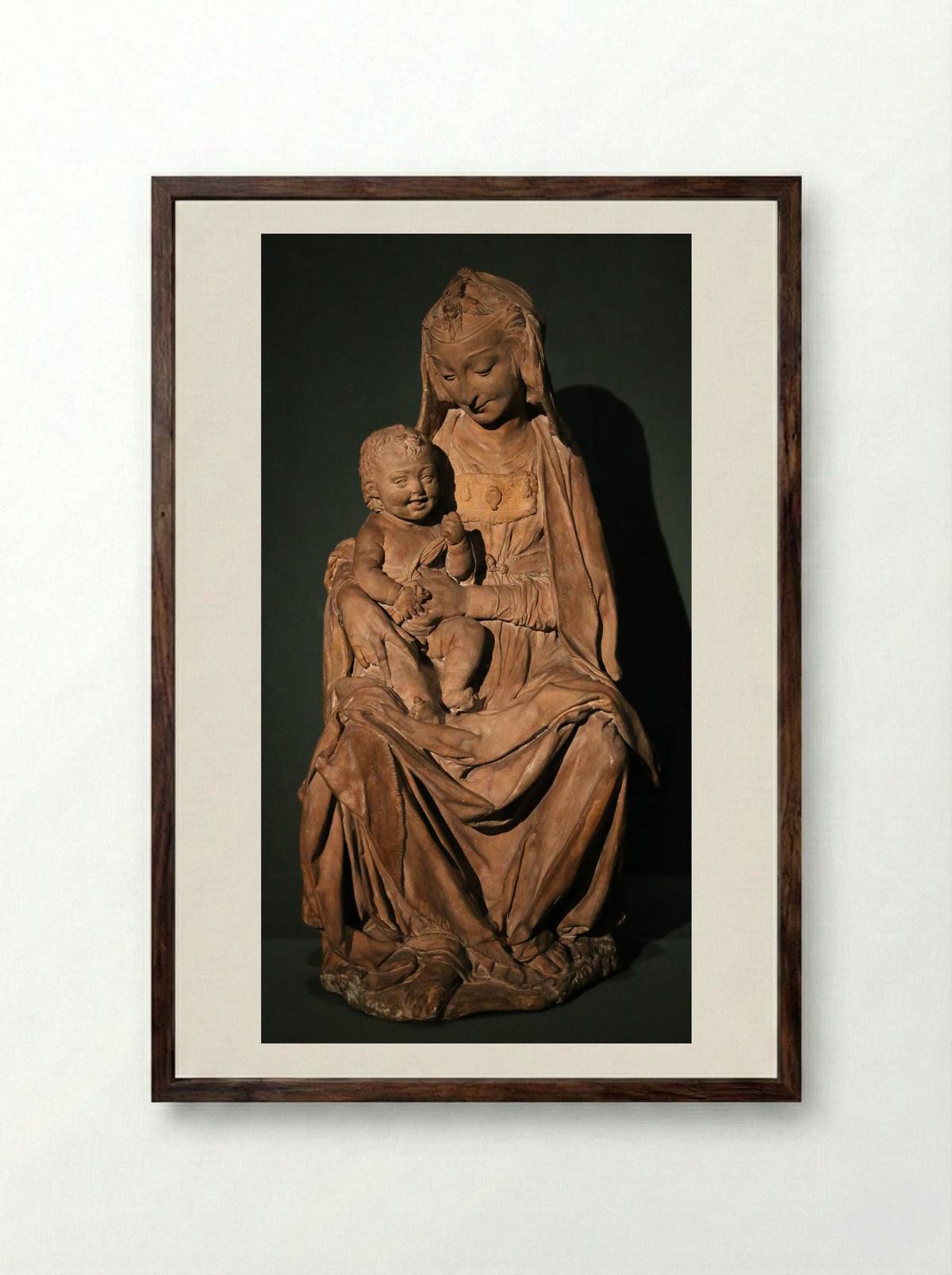 Madonna with the Laughing Child - Leonardo da Vinci - Framed Print Dark Wood