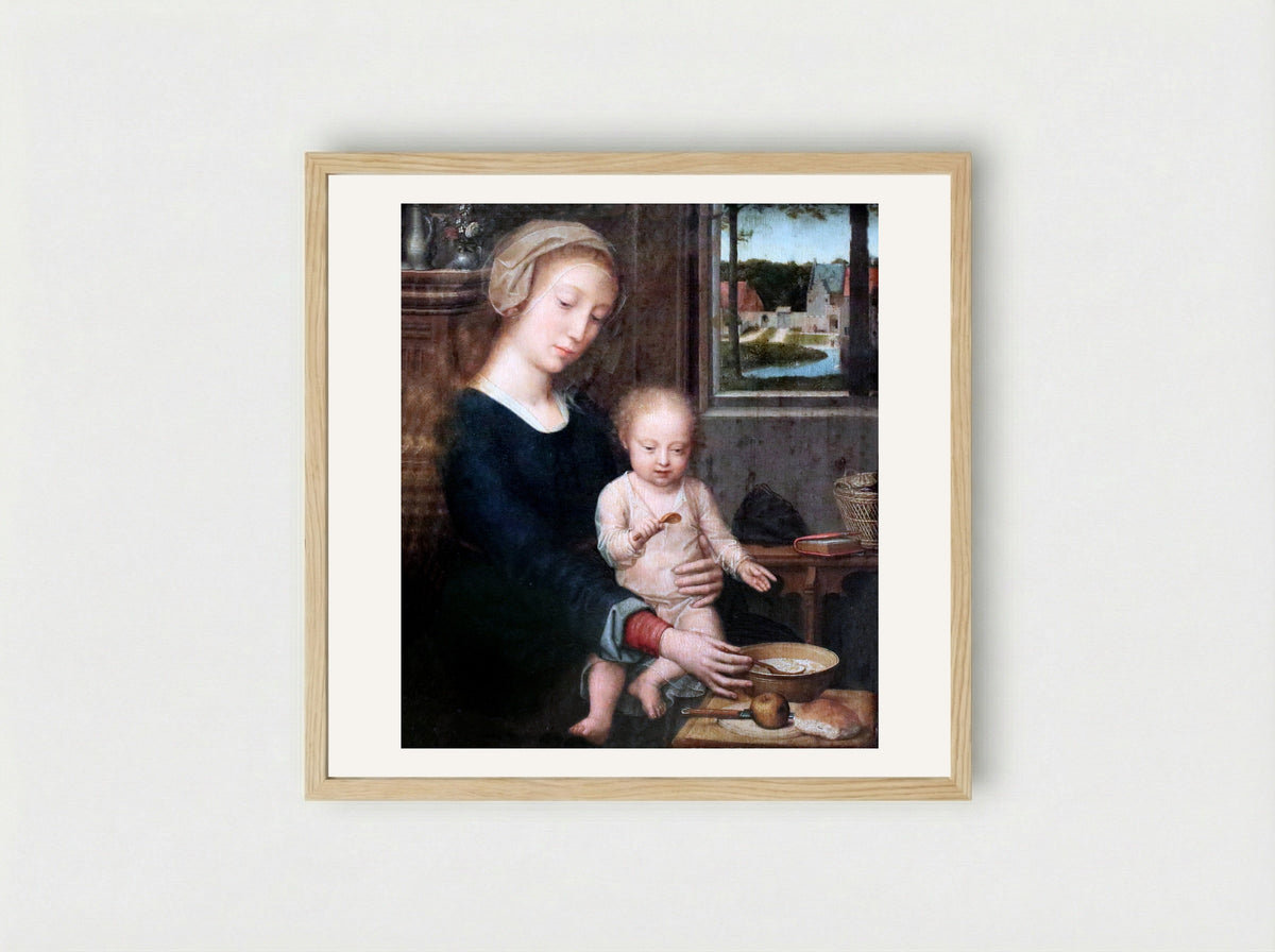 Madonna with the Milk Soup - Gerard David - Framed Print Wood