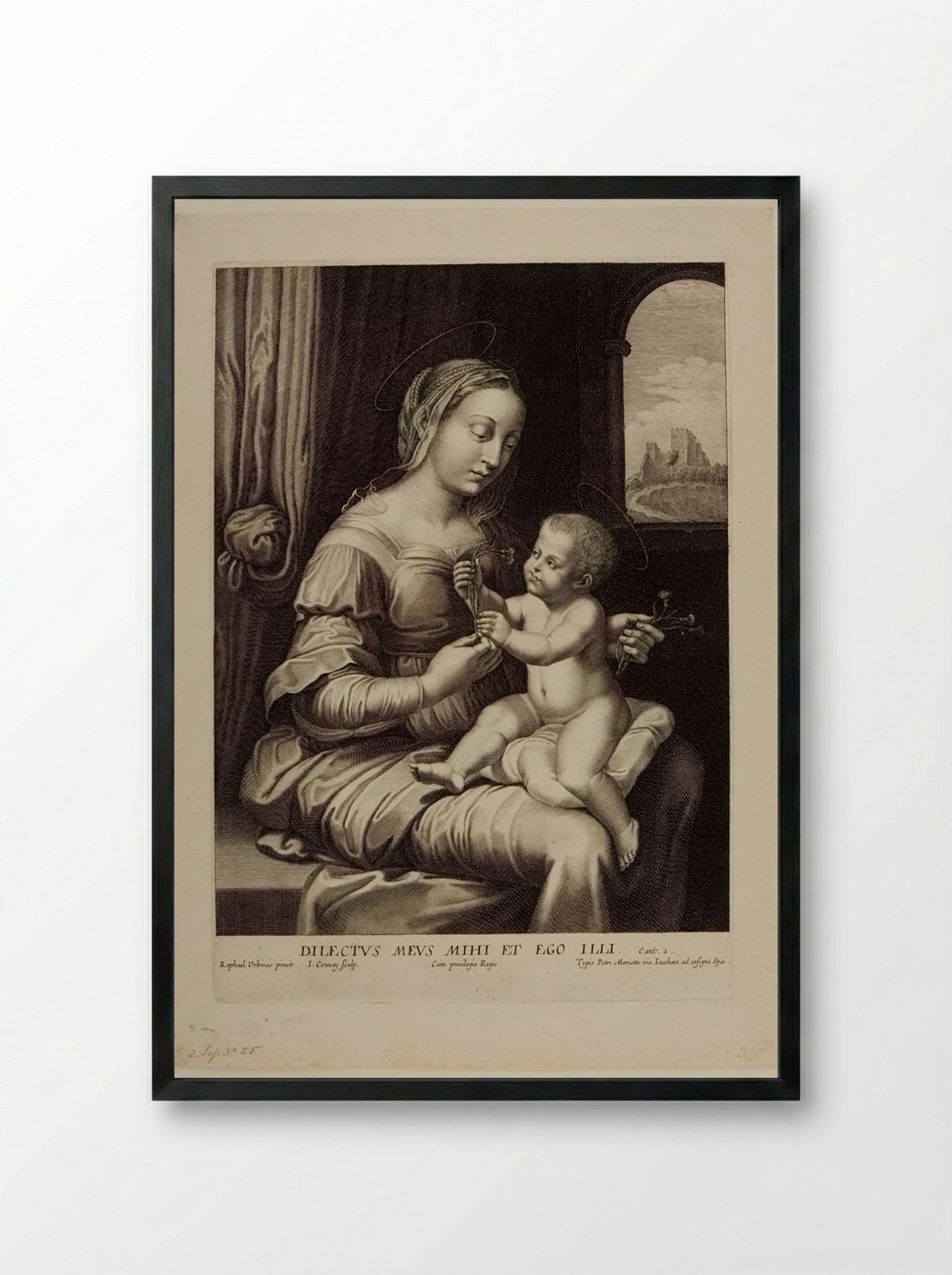 Madonna with the Pink - Jean Couvay - Framed Print Black