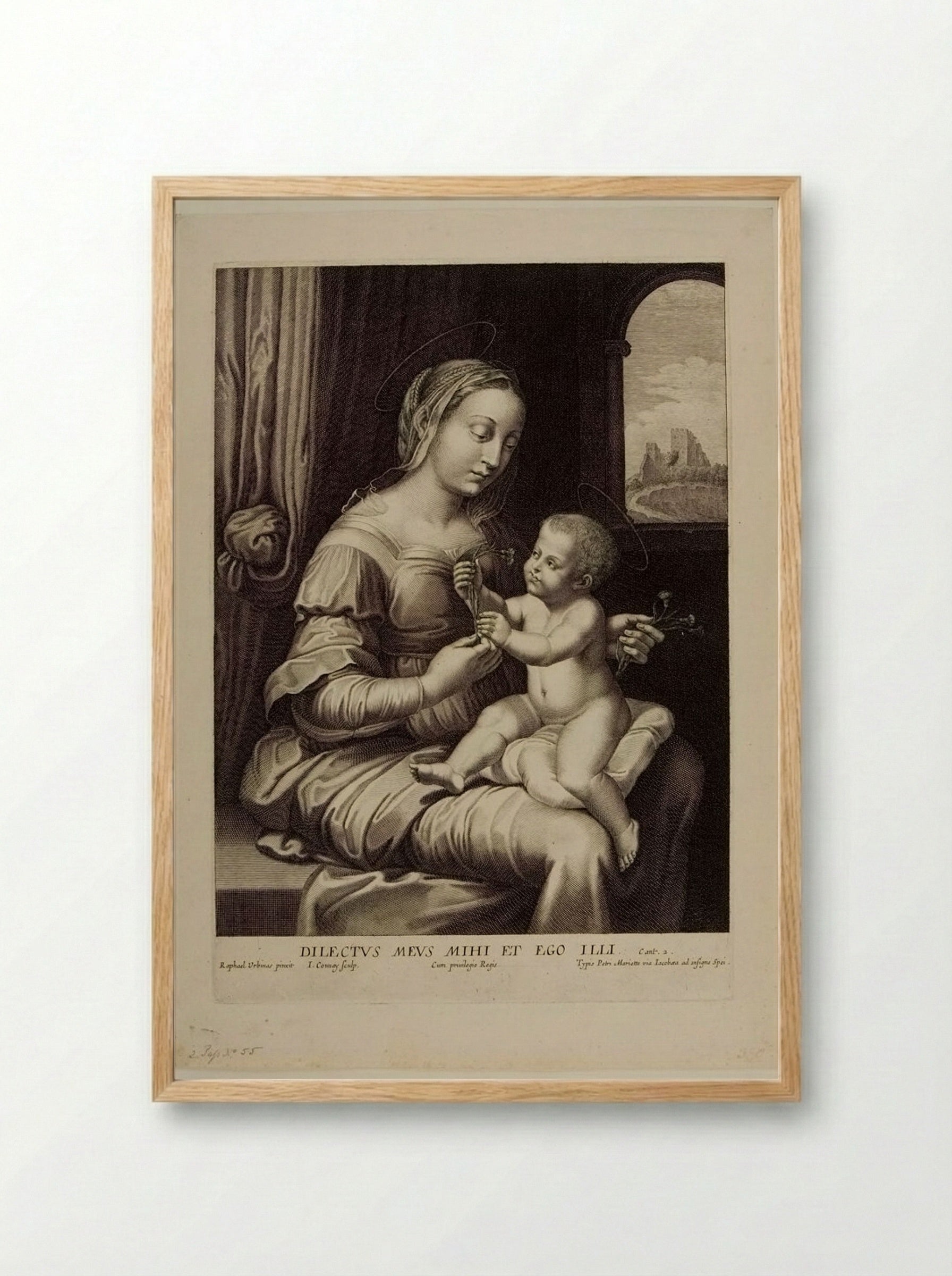 Madonna with the Pink - Jean Couvay - Framed Print Wood