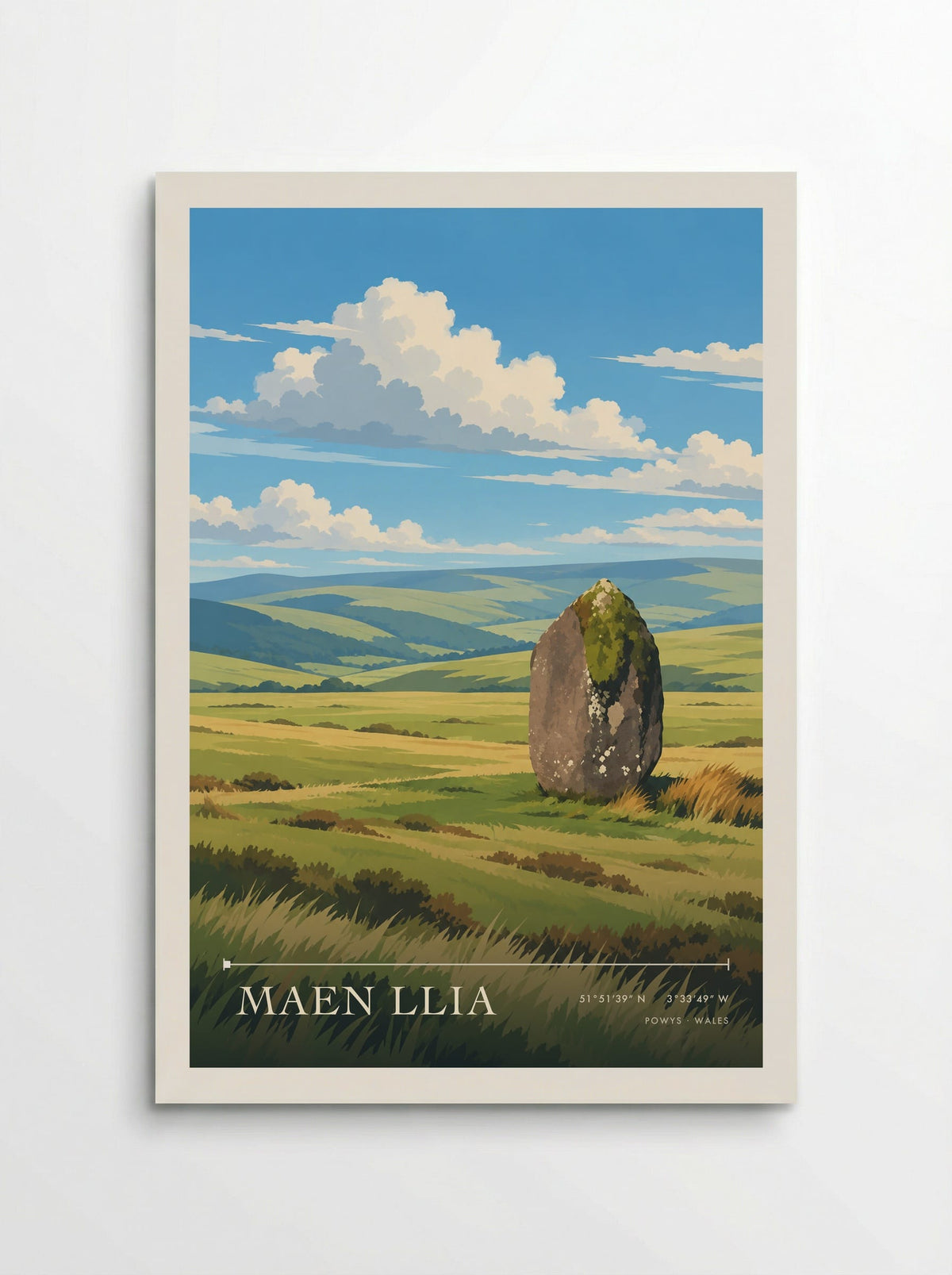 Maen Llia, Powys travel poster print