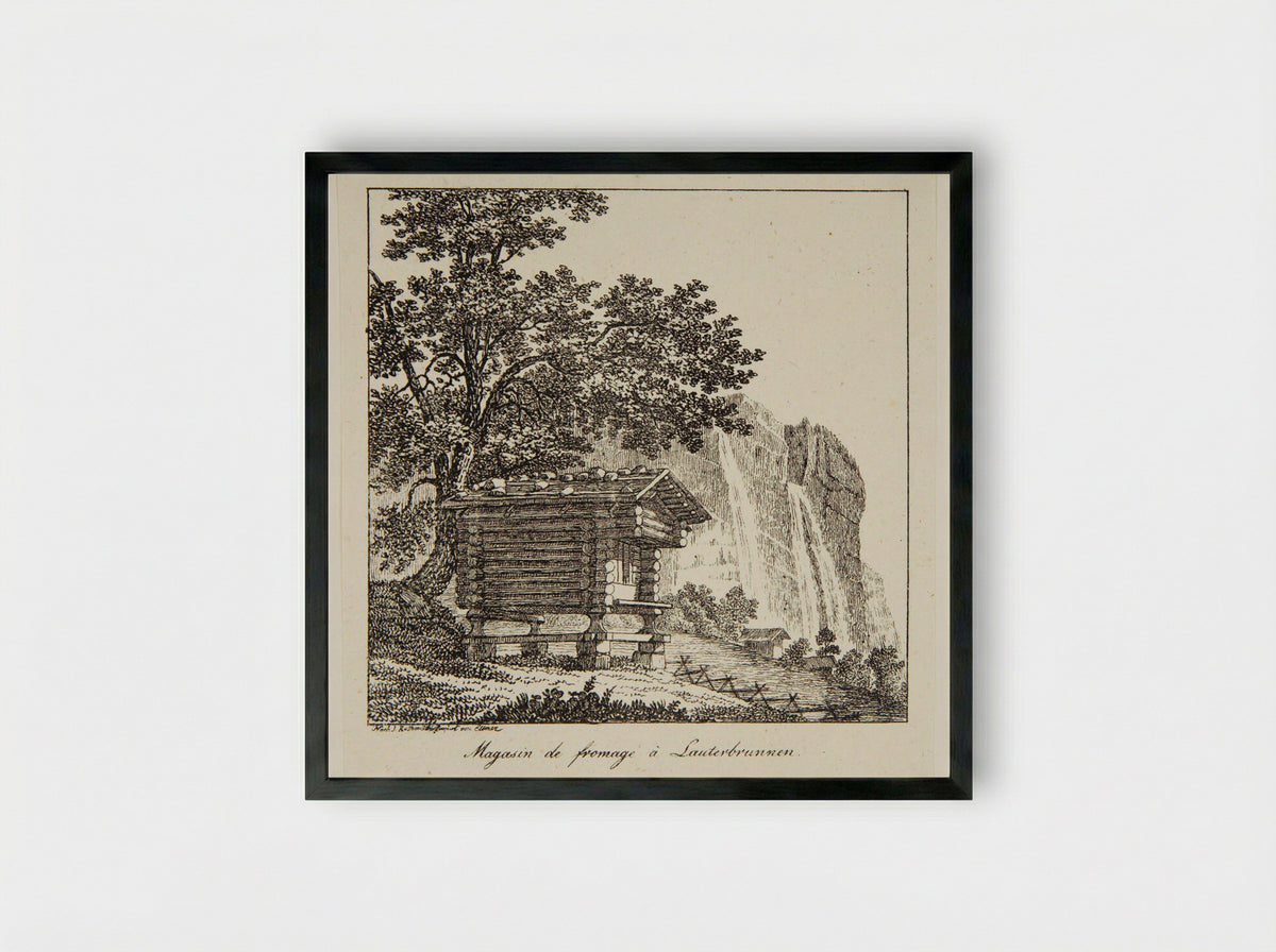 Magasin de fromage à Lauterbrunnen - P. Ellmer - Framed Print Black