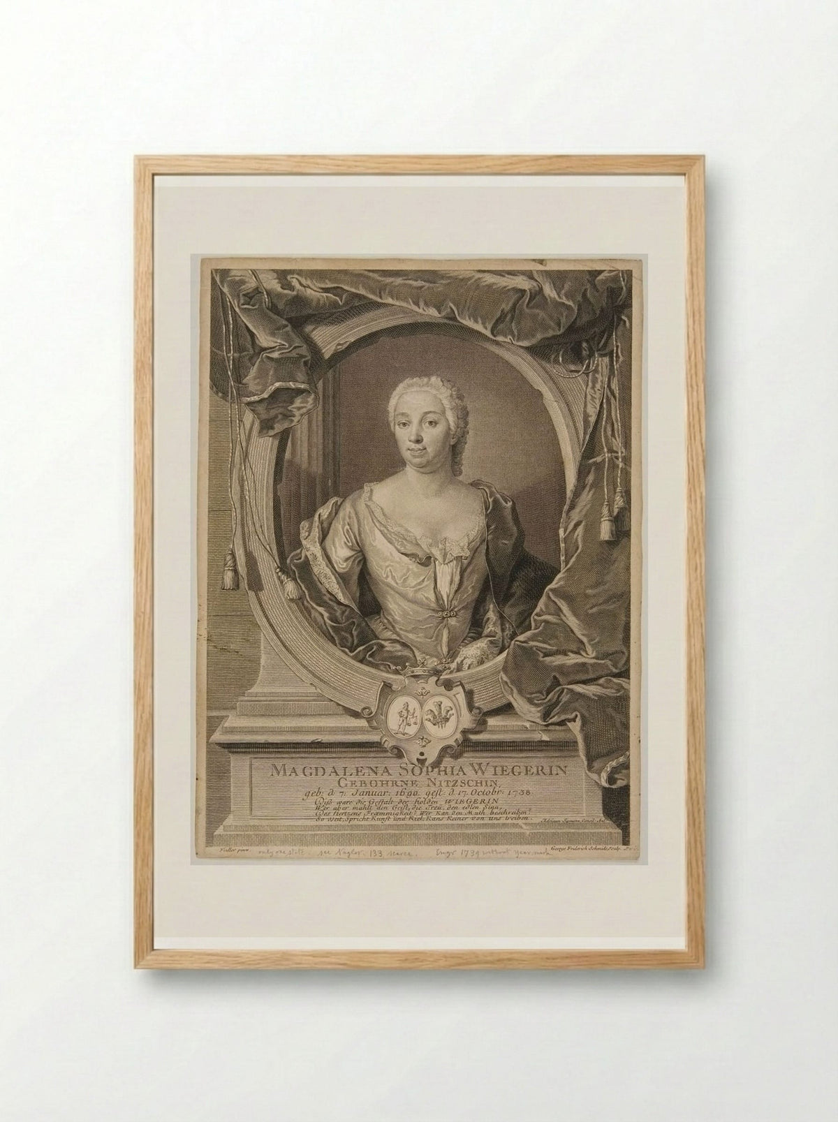 Magdalena Sophia Wiegerin - Georg Friedrich Schmidt - Framed Print Wood