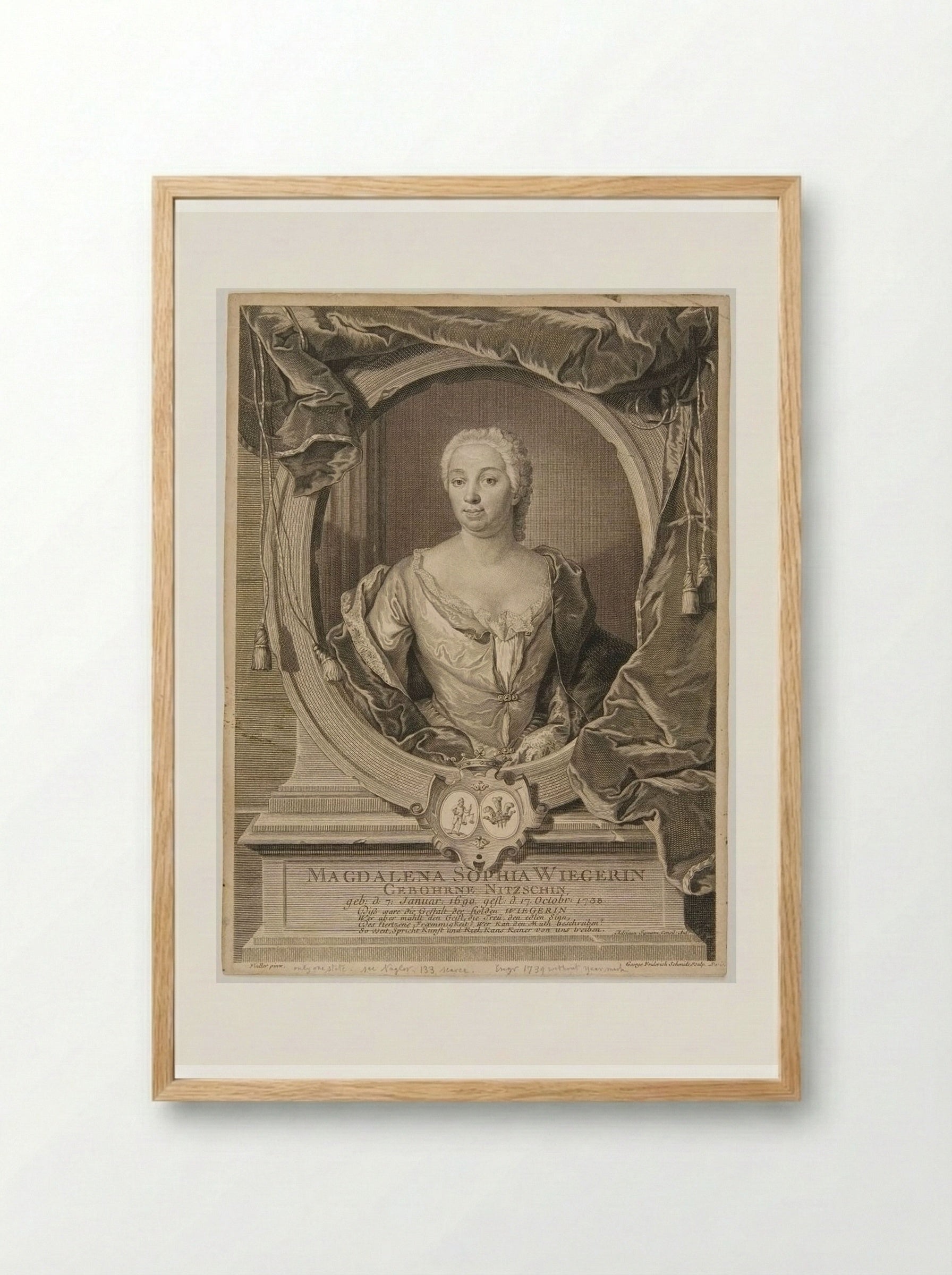 Magdalena Sophia Wiegerin - Georg Friedrich Schmidt - Framed Print Wood