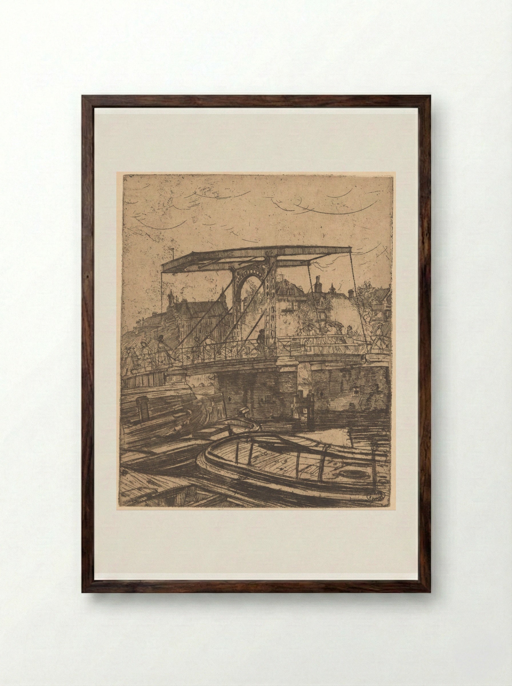Magere Brug in Amsterdam - Pieter Dupont - Framed Print Dark Wood