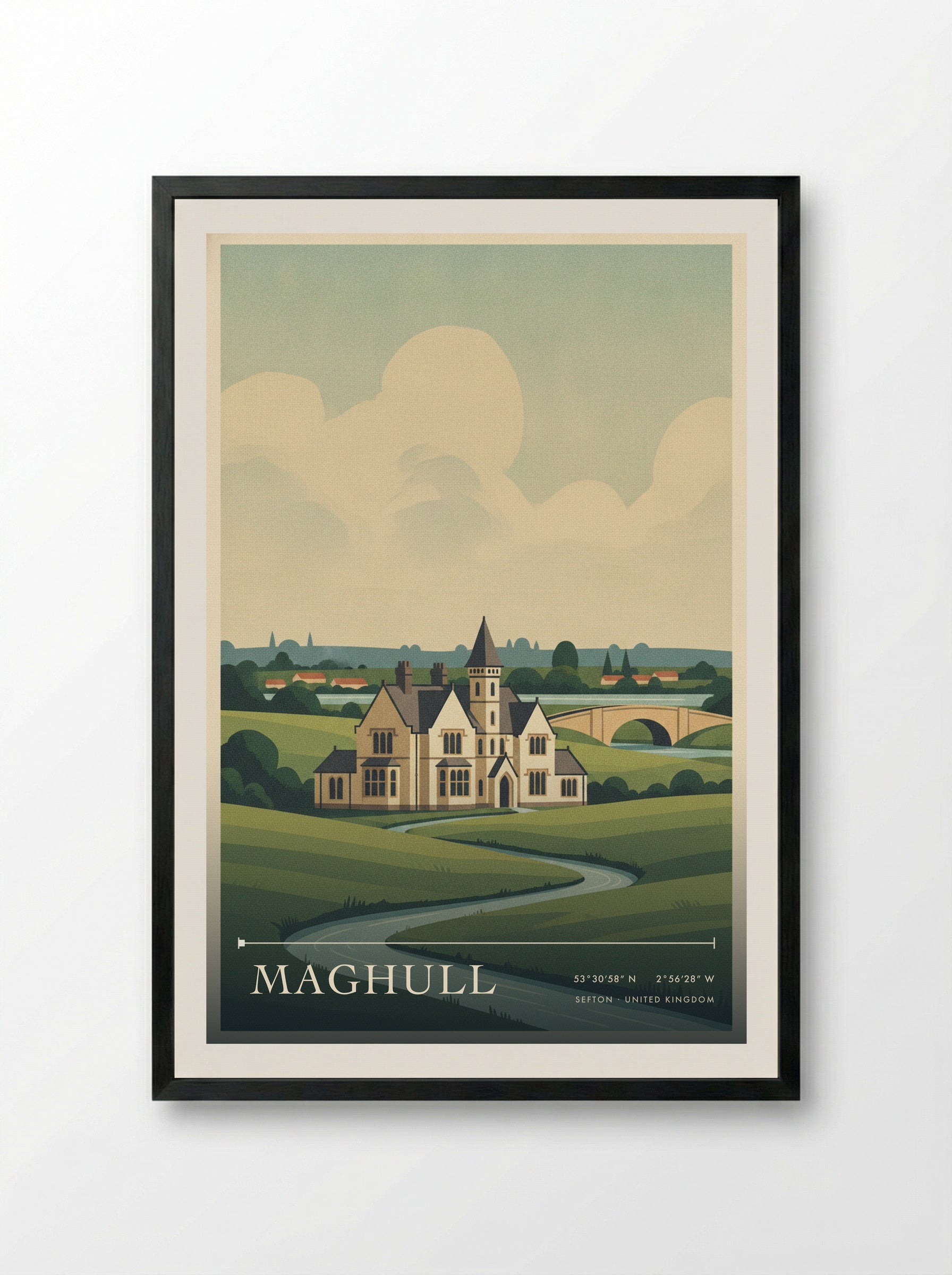 Maghull Sefton United Kingdom Travel Poster - Framed Print Black