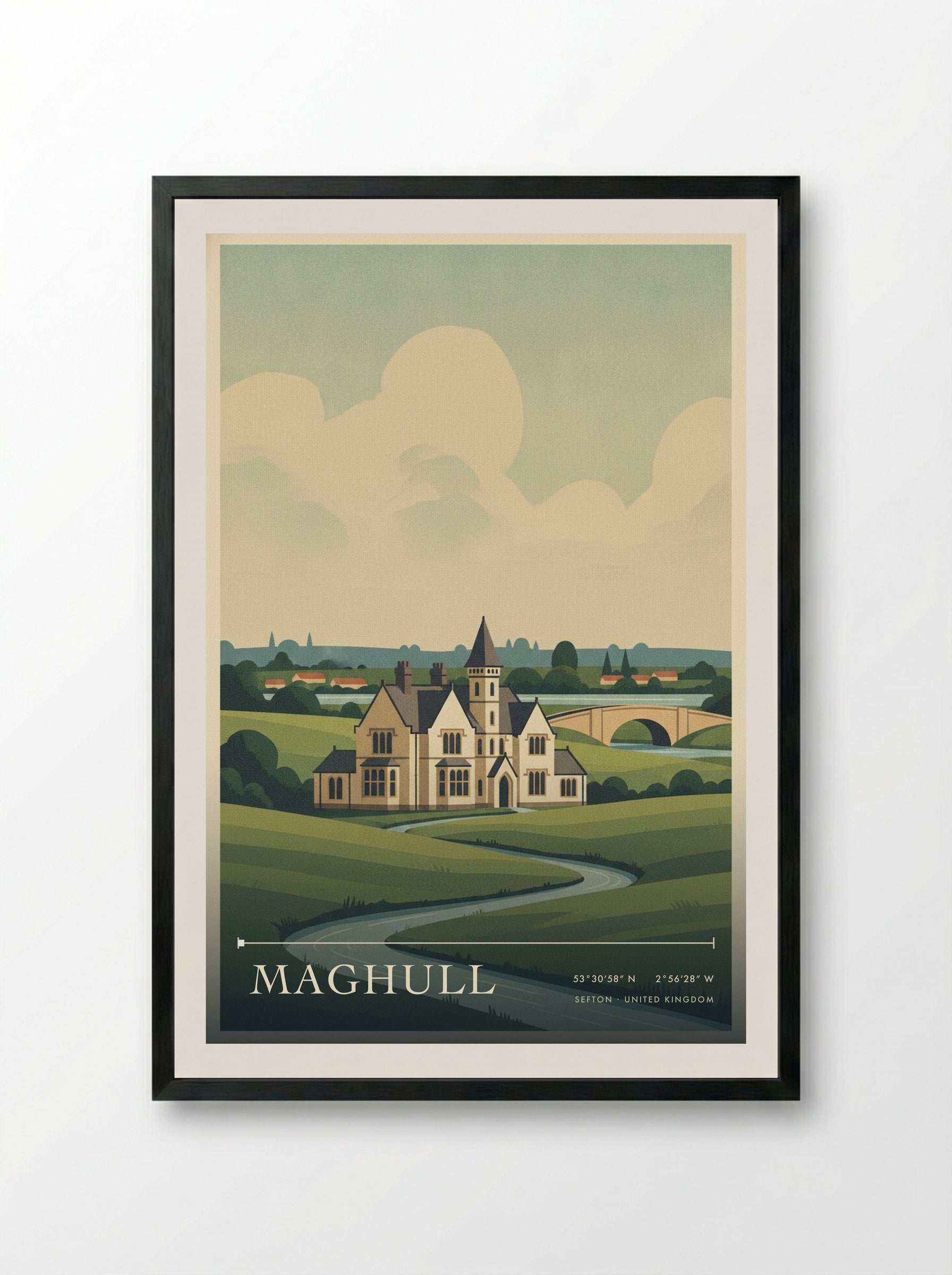 Maghull Sefton United Kingdom Travel Poster - Framed Print Black