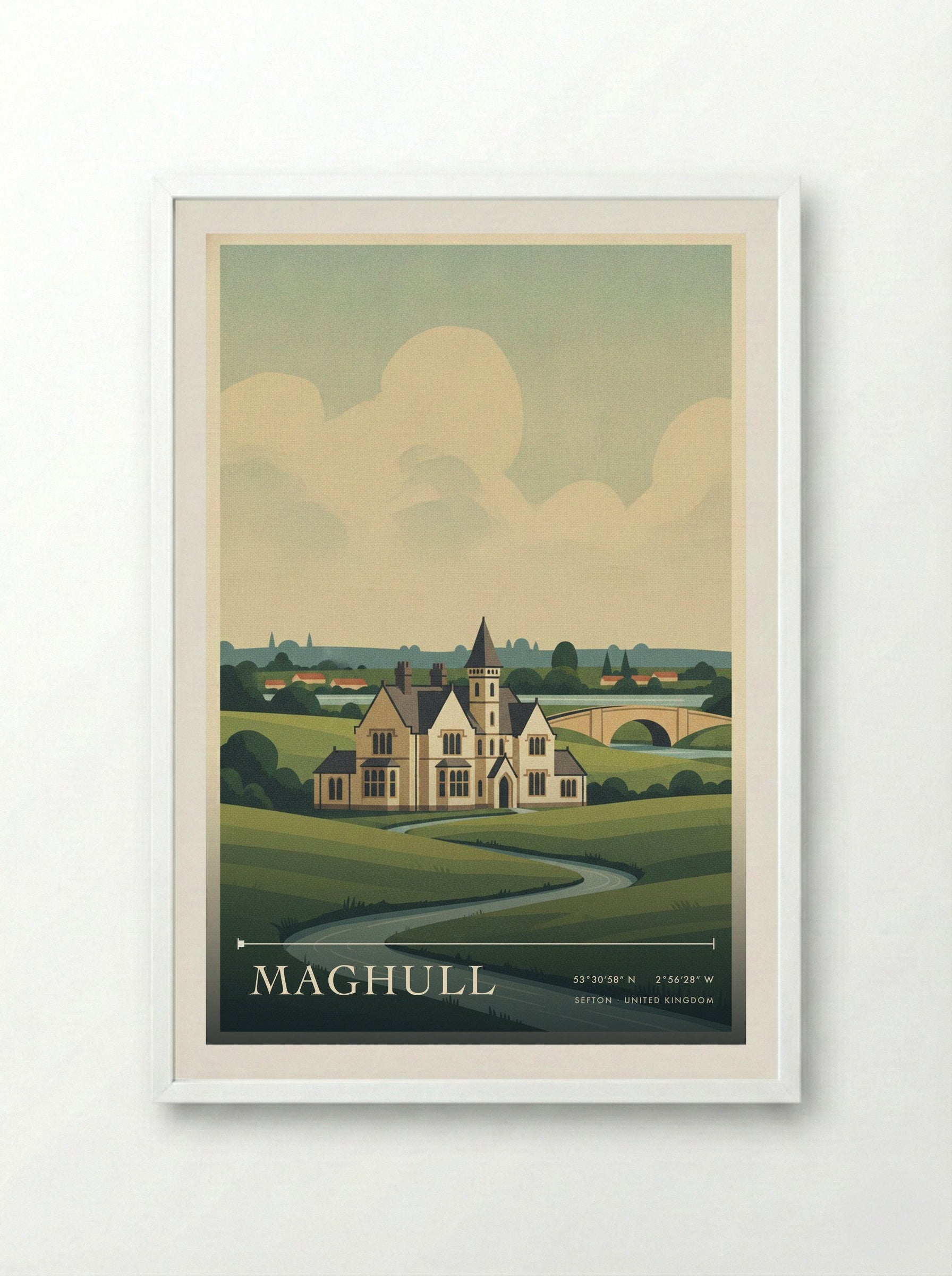 Maghull Sefton United Kingdom Travel Poster - Framed Print White
