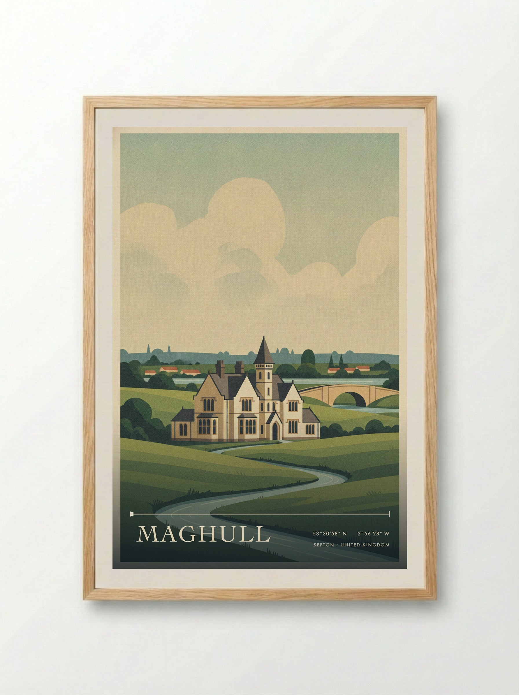 Maghull Sefton United Kingdom Travel Poster - Framed Print Wood