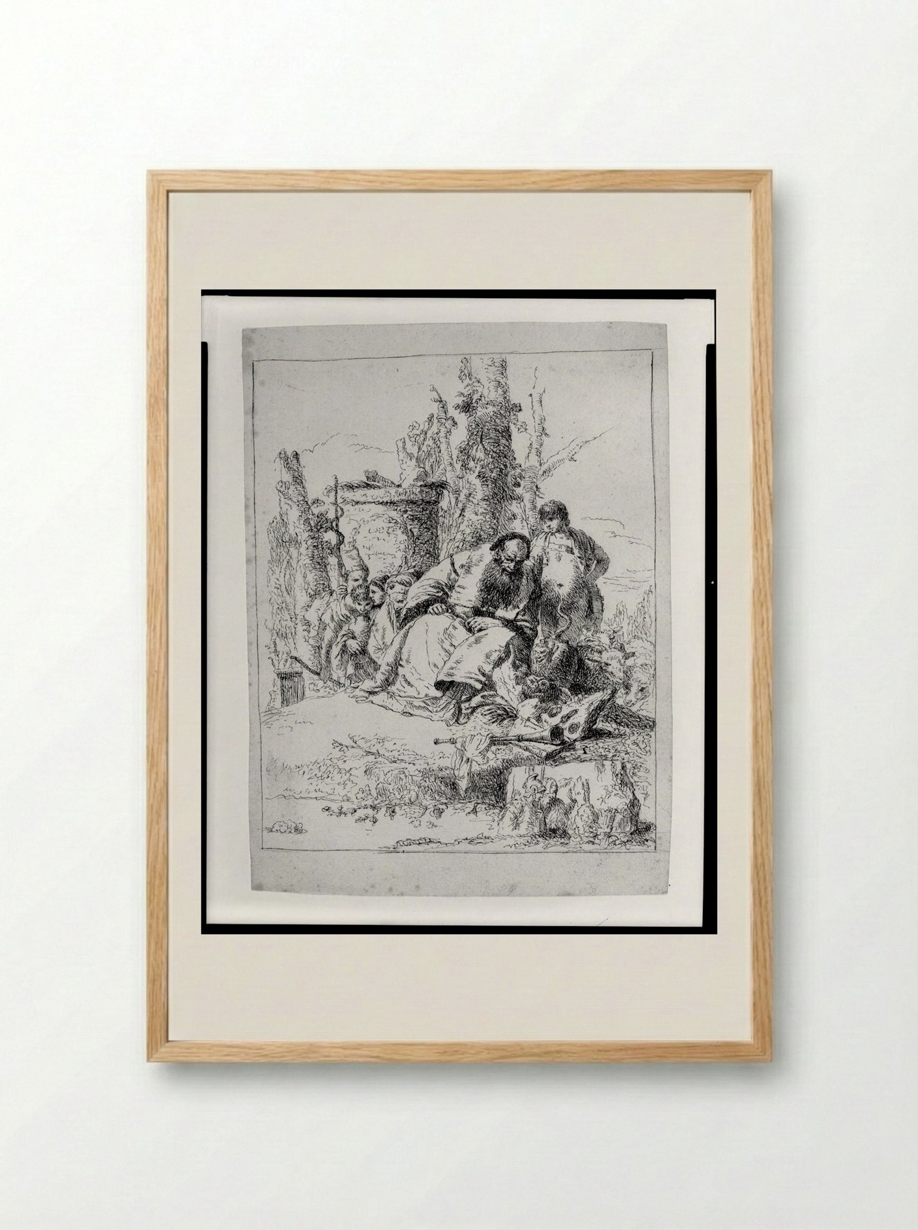 Magician Seated, Contemplating Skulls - Giovanni Battista Tiepolo - Framed Print Wood