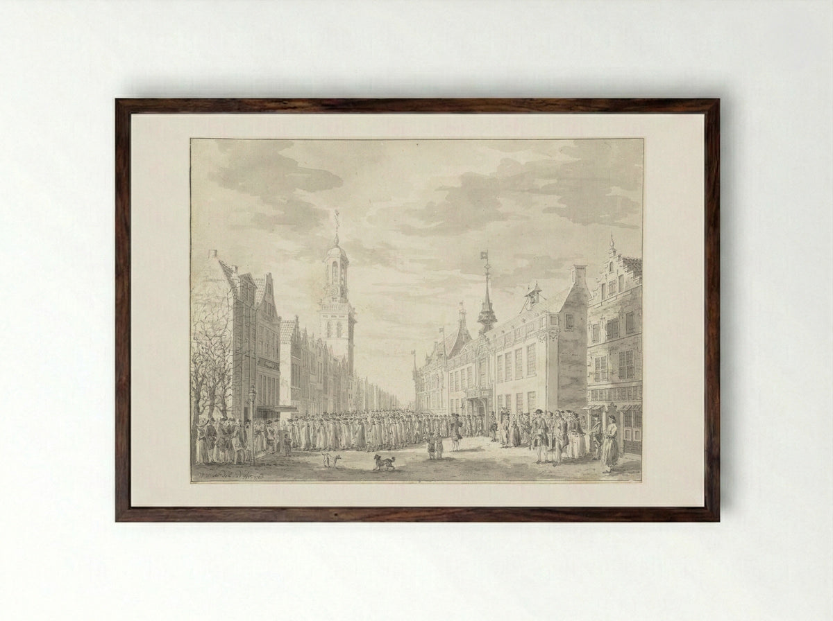 Magistraat van Kampen onderweg naar de keurpredikatie - Willem Writs - Framed Print Dark Wood